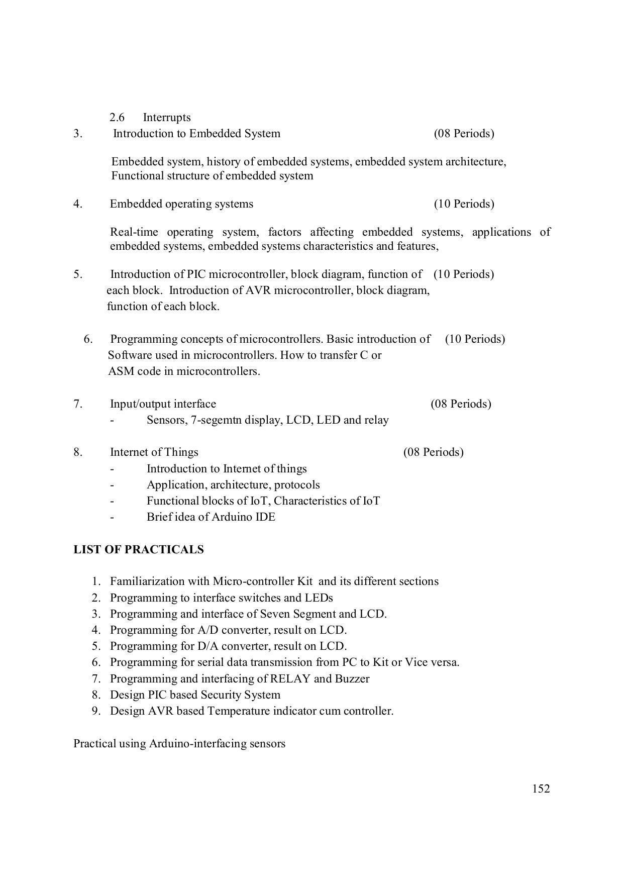 EFFECTIVE FROM JULY 2019-20 - SIX SEMESTER DIPLOMA COURSE IN ELECTRONICS ENGINEERING (ADVANCE MICROPROCESSOR INTERFACE) - Page 157