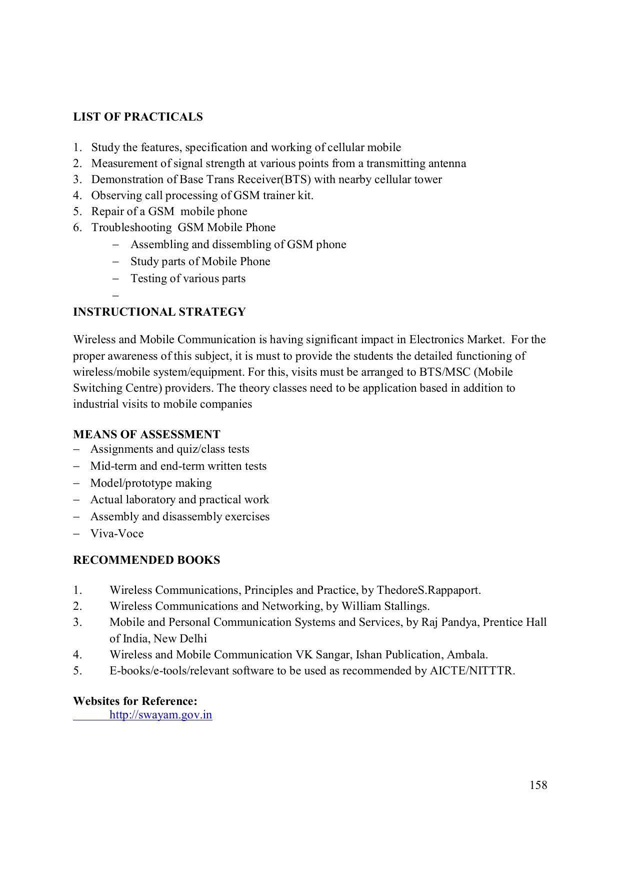 EFFECTIVE FROM JULY 2019-20 - SIX SEMESTER DIPLOMA COURSE IN ELECTRONICS ENGINEERING (ADVANCE MICROPROCESSOR INTERFACE) - Page 163