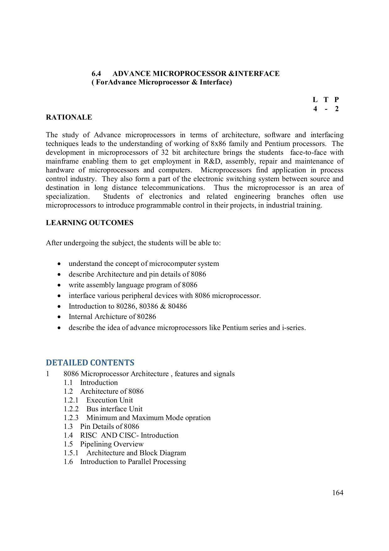 EFFECTIVE FROM JULY 2019-20 - SIX SEMESTER DIPLOMA COURSE IN ELECTRONICS ENGINEERING (ADVANCE MICROPROCESSOR INTERFACE) - Page 169