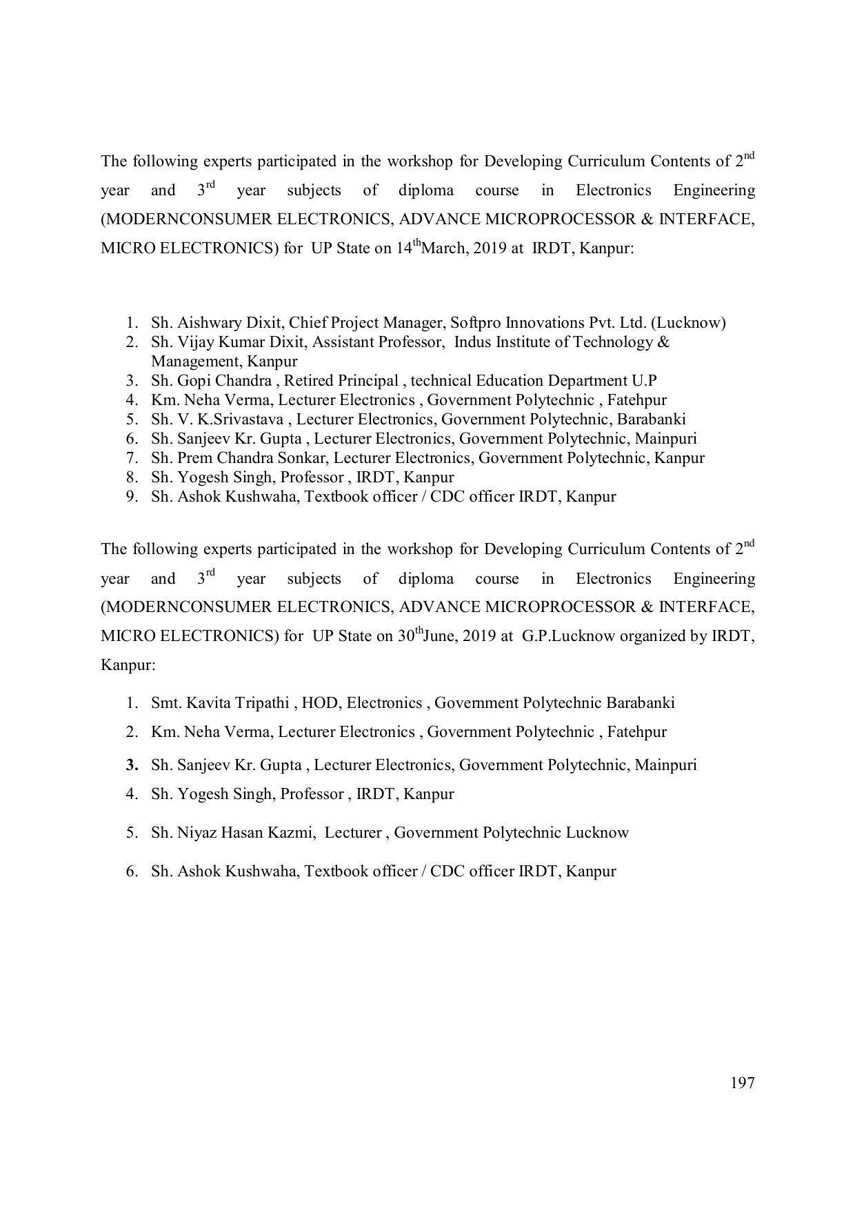 EFFECTIVE FROM JULY 2019-20 - SIX SEMESTER DIPLOMA COURSE IN ELECTRONICS ENGINEERING (ADVANCE MICROPROCESSOR INTERFACE) - Page 202