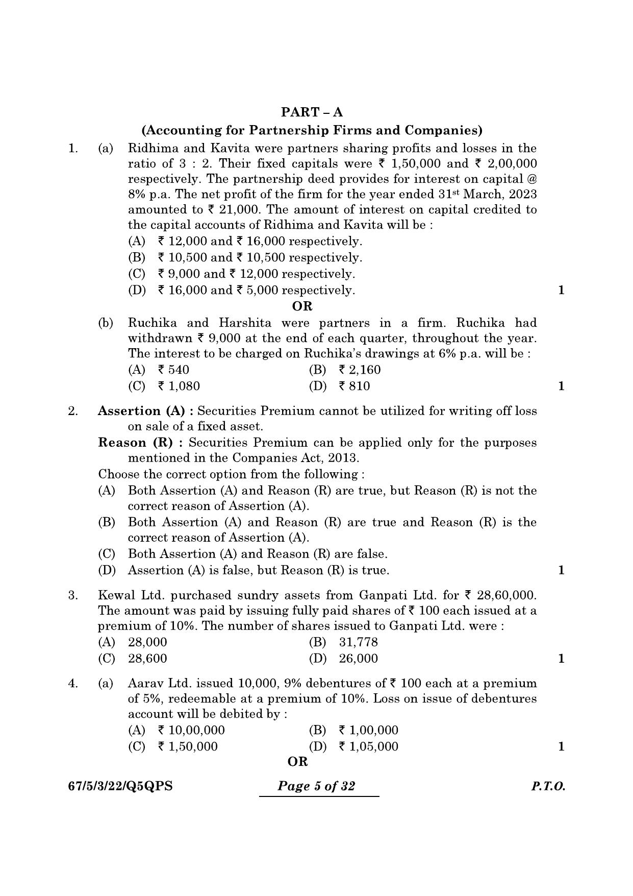 CBSE Class 12 67-5-3 Accountancy 2024 Question Paper - Page 5