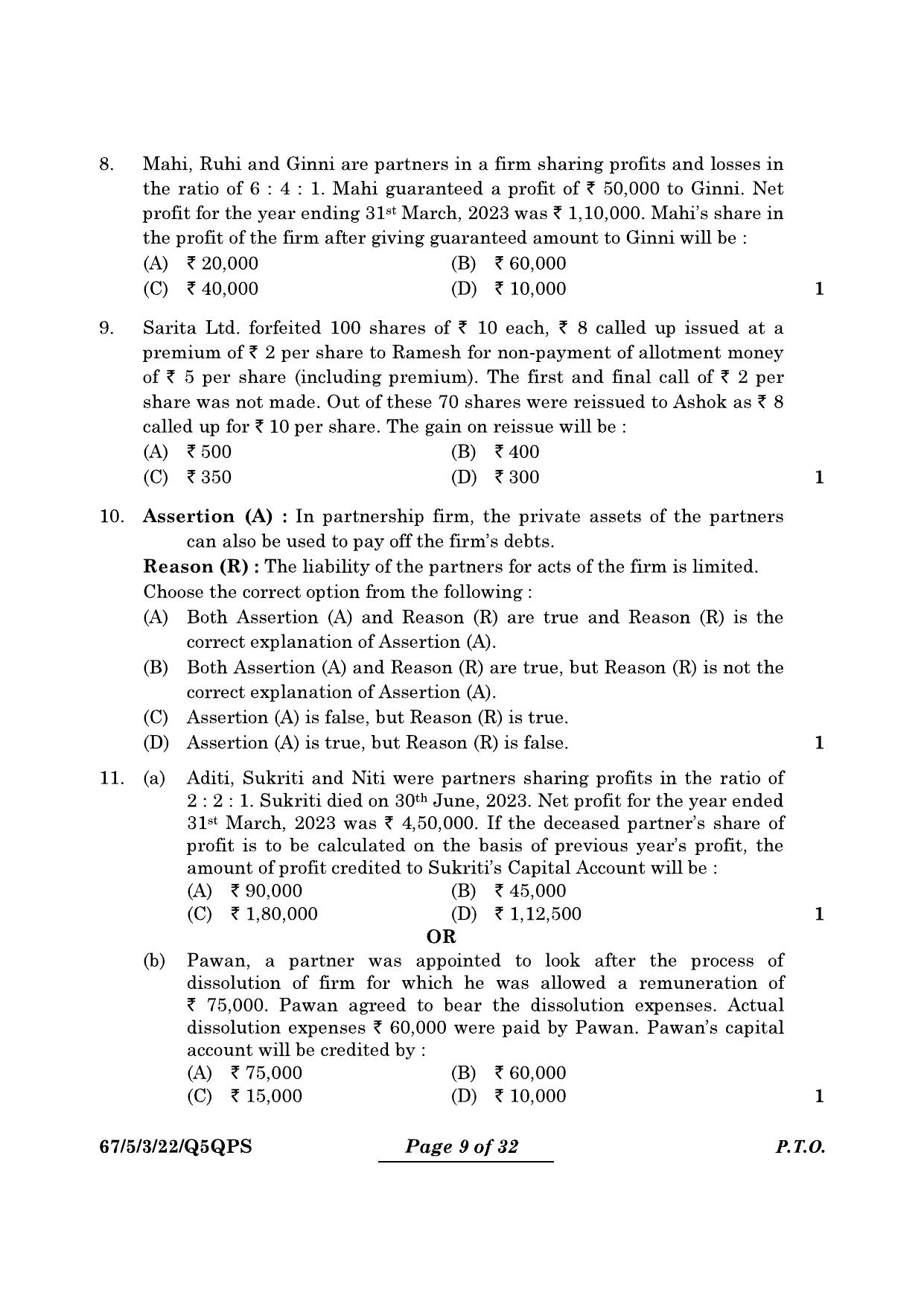 CBSE Class 12 67-5-3 Accountancy 2024 Question Paper - Page 9