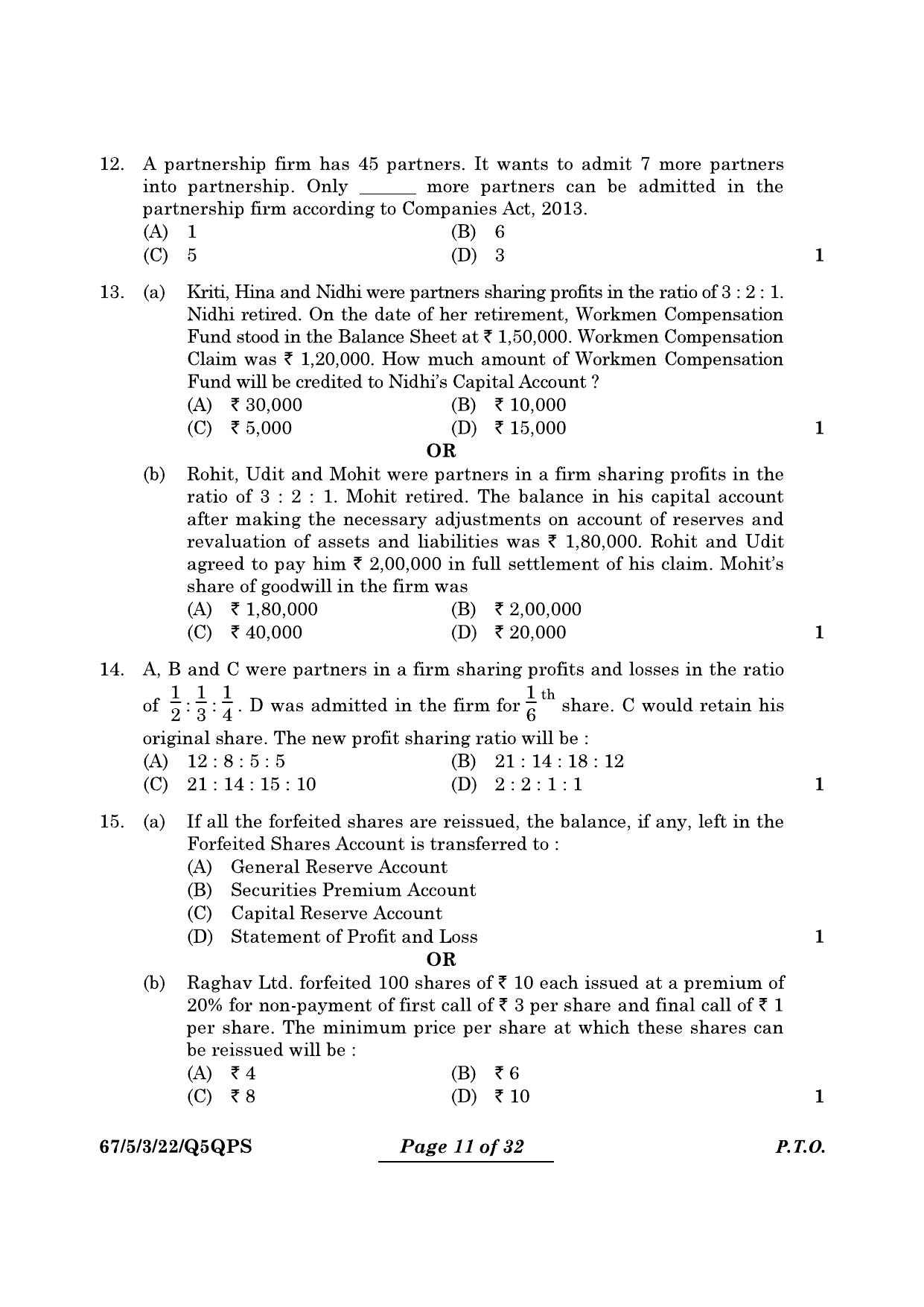 CBSE Class 12 67-5-3 Accountancy 2024 Question Paper - Page 11