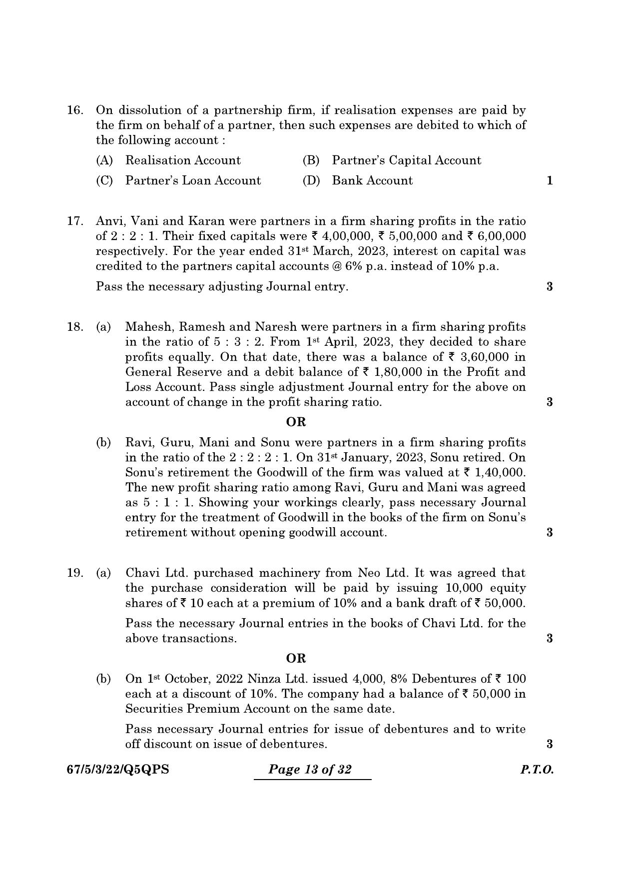 CBSE Class 12 67-5-3 Accountancy 2024 Question Paper - Page 13