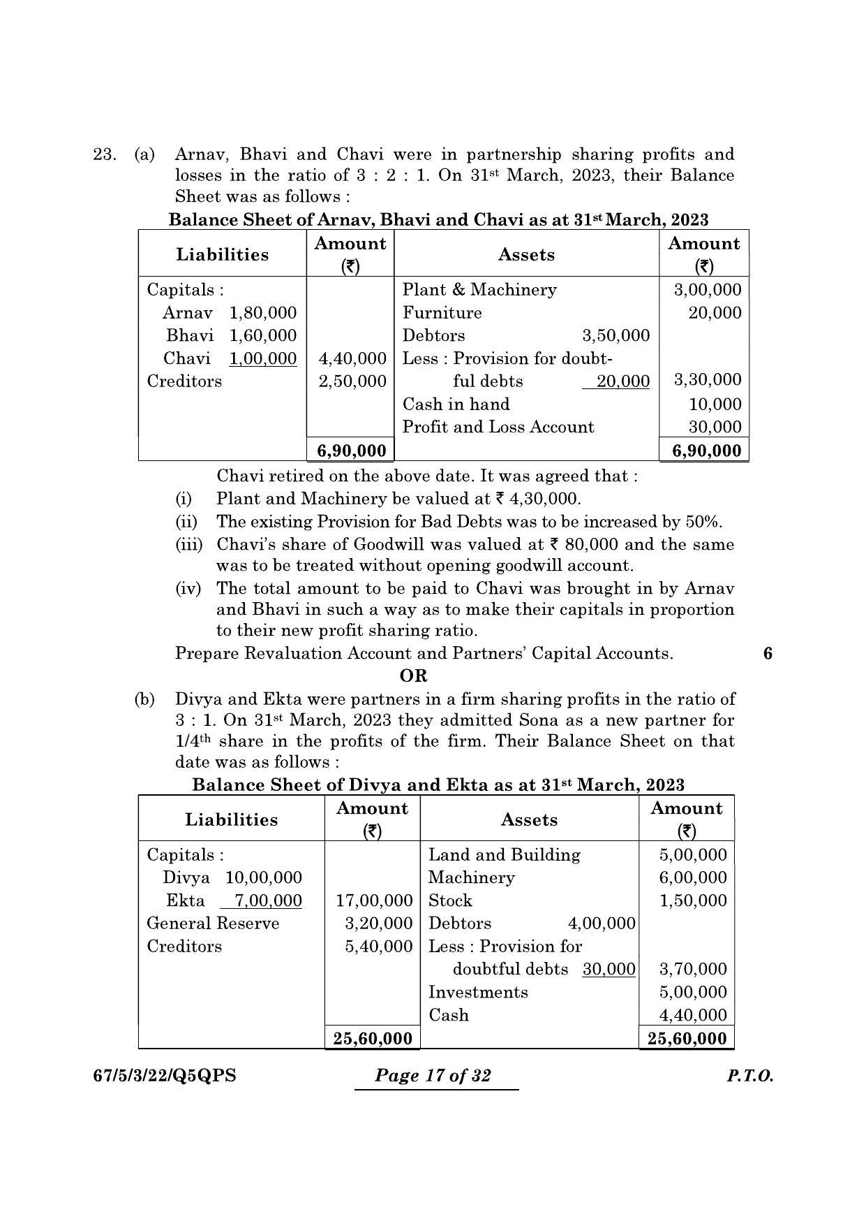CBSE Class 12 67-5-3 Accountancy 2024 Question Paper - Page 17