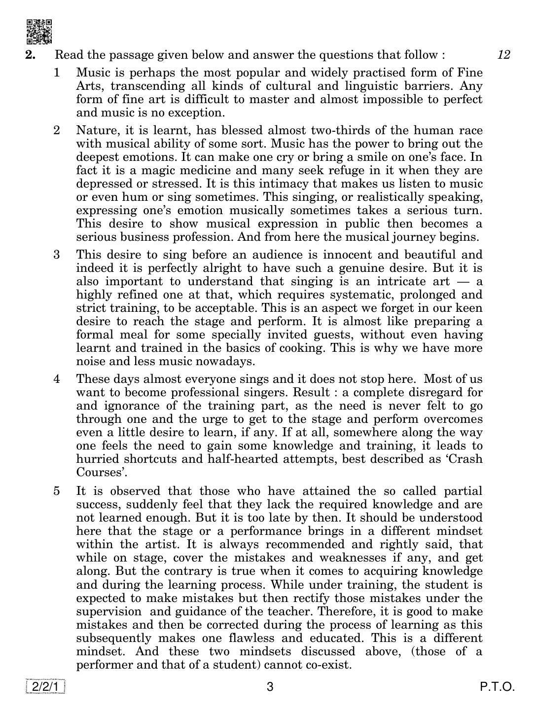 CBSE Class 10 2-2-1 ENGLISH LANGUAGE AND LETERATURE 2019 Question Paper - Page 3