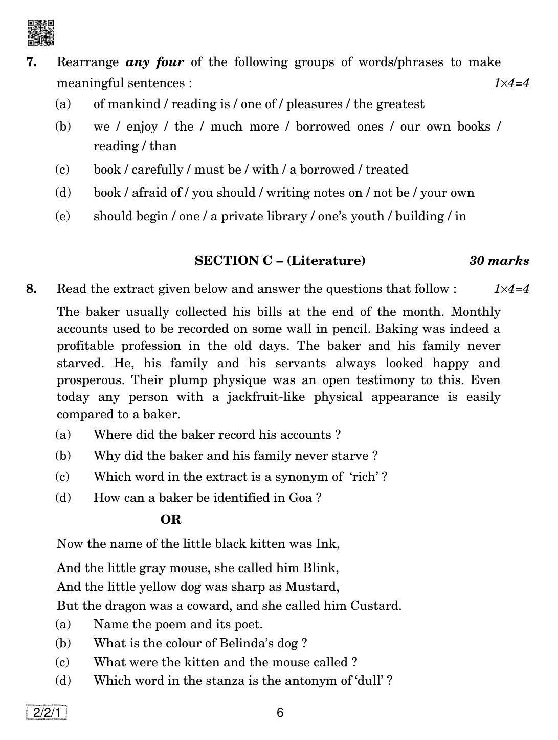 CBSE Class 10 2-2-1 ENGLISH LANGUAGE AND LETERATURE 2019 Question Paper - Page 6