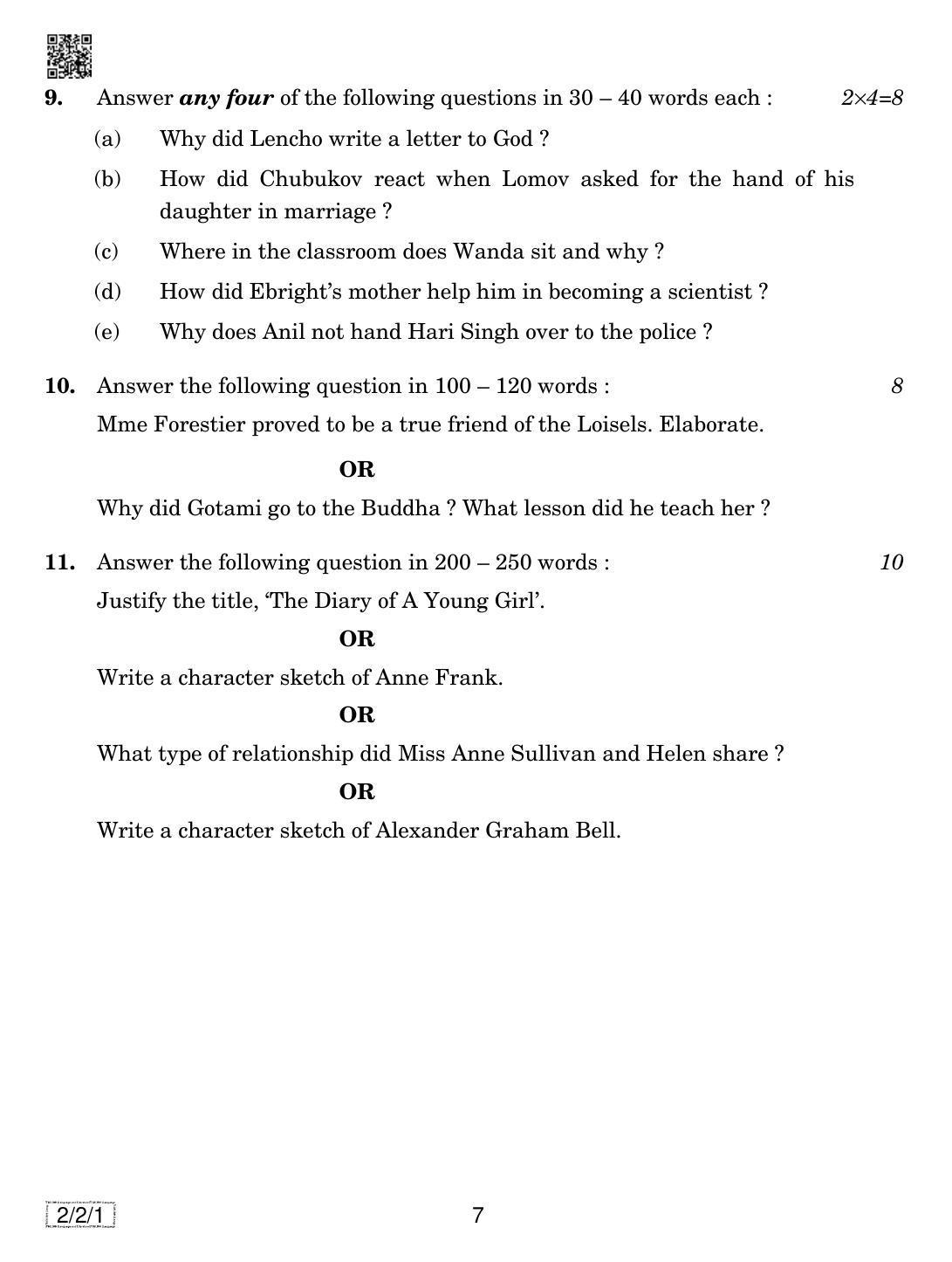 CBSE Class 10 2-2-1 ENGLISH LANGUAGE AND LETERATURE 2019 Question Paper - Page 7