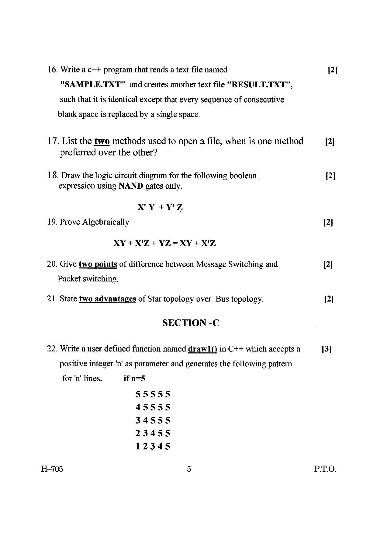 Goa Board Class 12 Computer Science (March 2019) Question Paper - Page 5