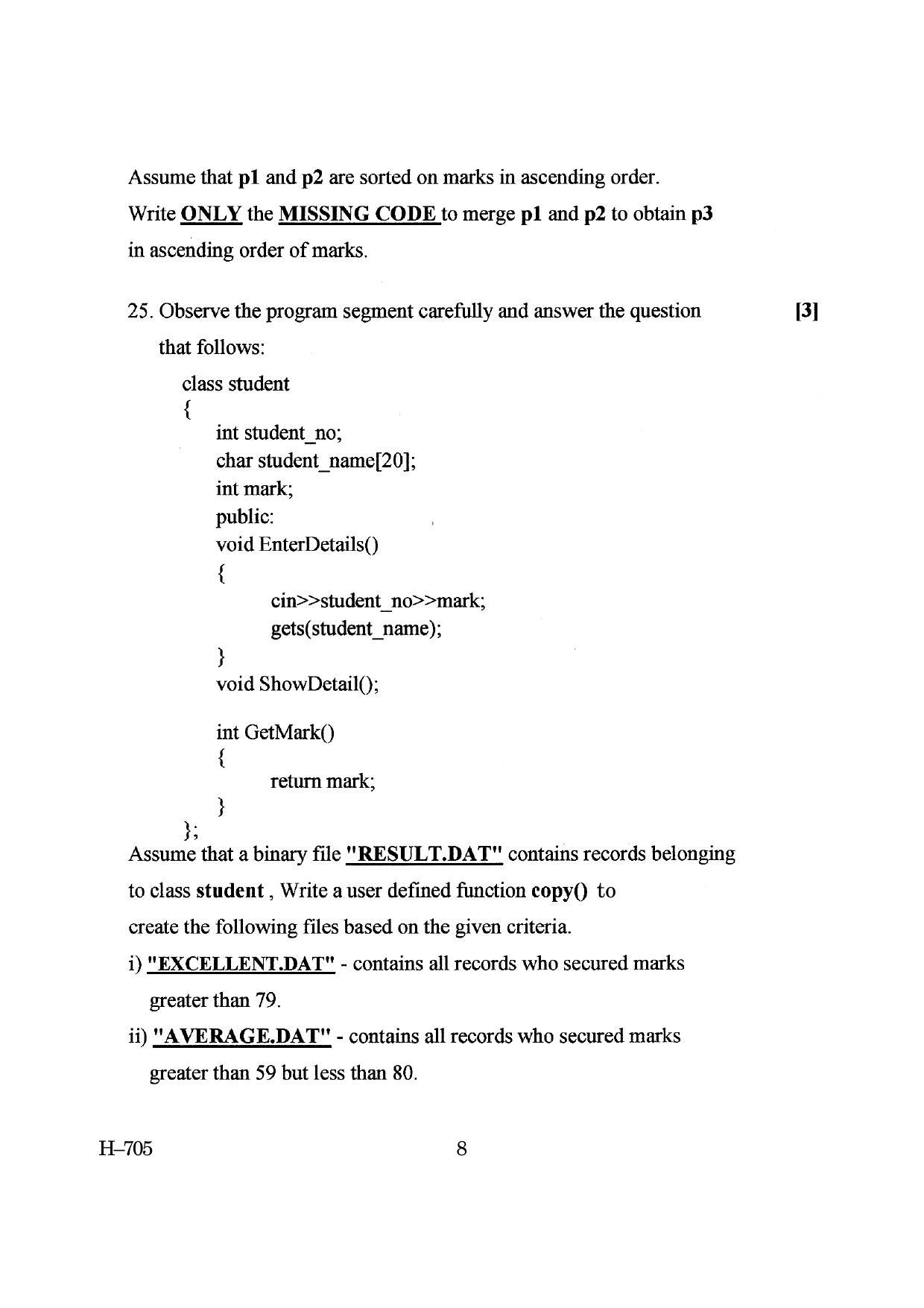 Goa Board Class 12 Computer Science (March 2019) Question Paper - Page 8
