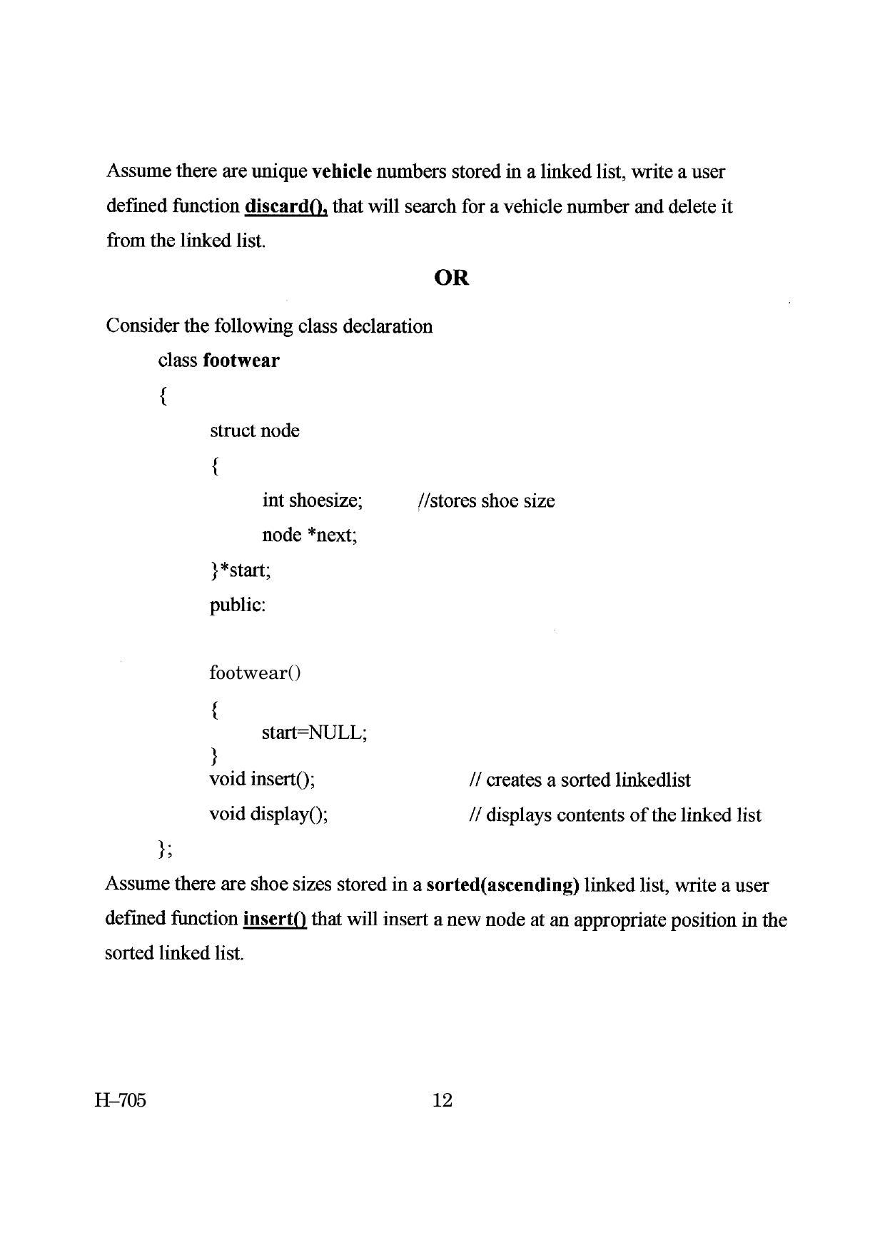 Goa Board Class 12 Computer Science (March 2019) Question Paper - Page 12