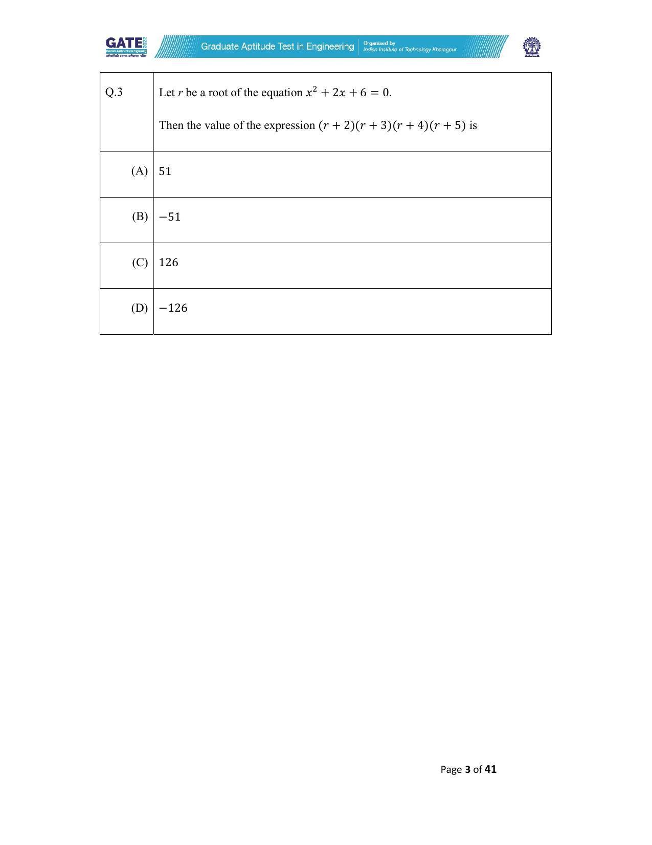 GATE 2022 Computer Science and Information Technology (CS) Question Paper - Page 3