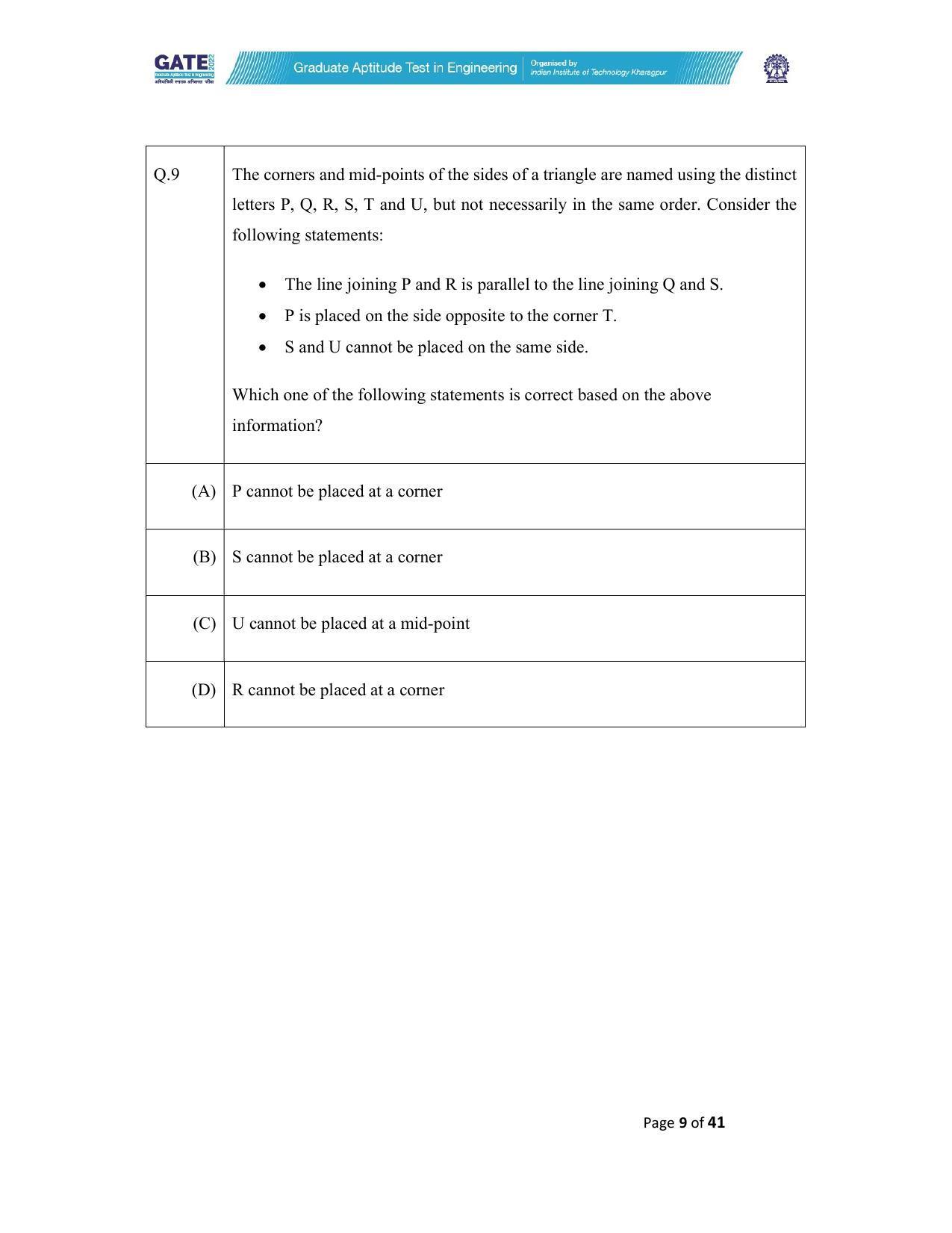 GATE 2022 Computer Science and Information Technology (CS) Question Paper - Page 9