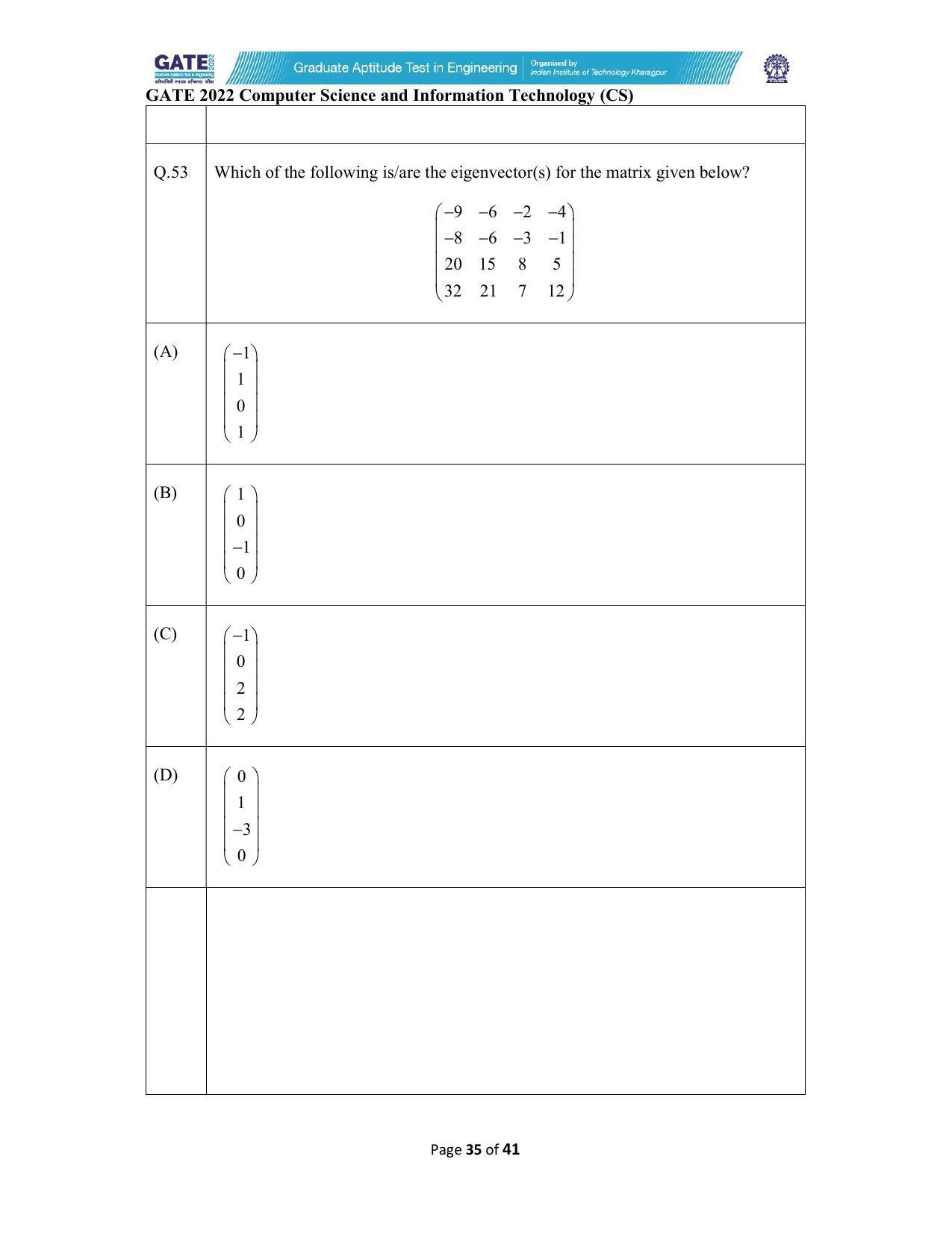 GATE 2022 Computer Science and Information Technology (CS) Question Paper - Page 35