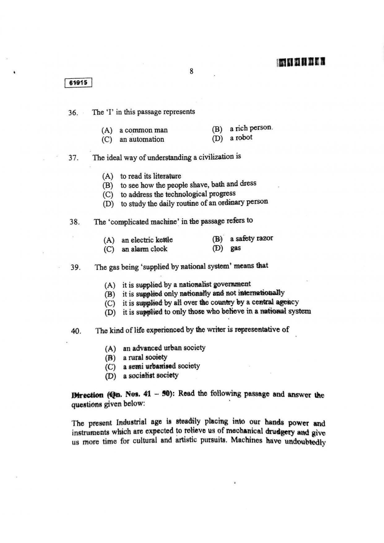 CUSAT CAT 2015 3 YEAR LL.B Question Paper - Page 9