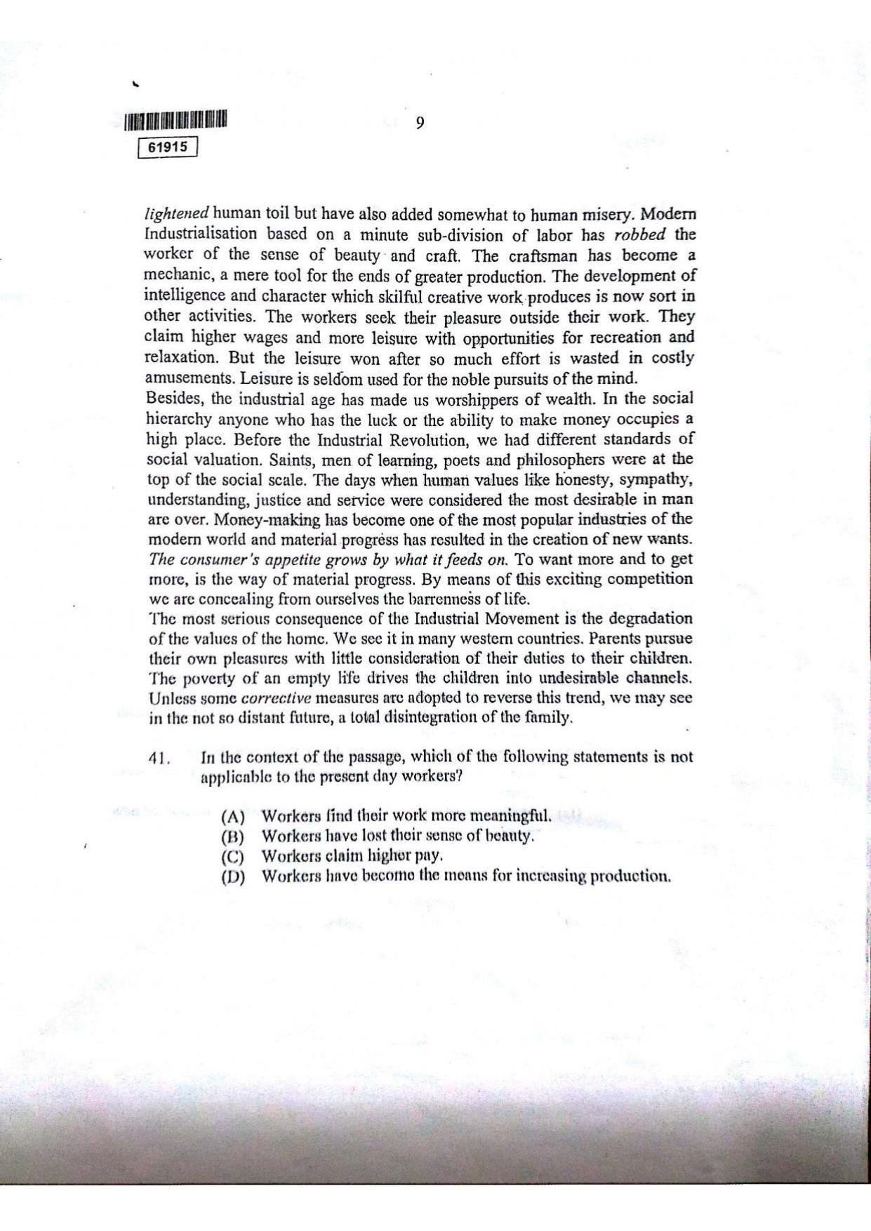 CUSAT CAT 2015 3 YEAR LL.B Question Paper - Page 10