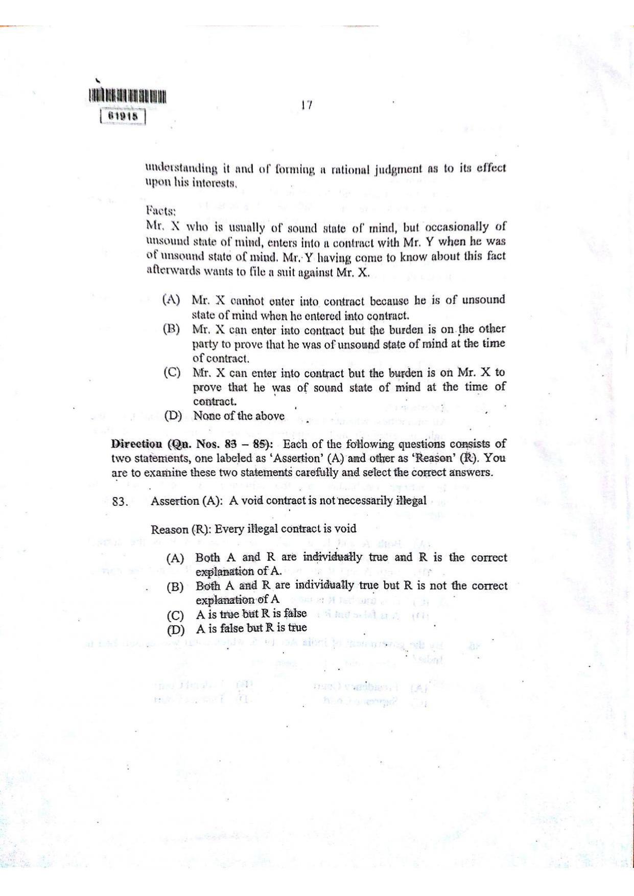 CUSAT CAT 2015 3 YEAR LL.B Question Paper - Page 18