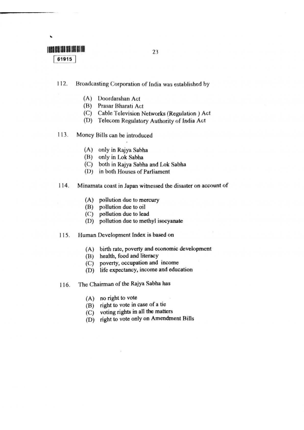 CUSAT CAT 2015 3 YEAR LL.B Question Paper - Page 24