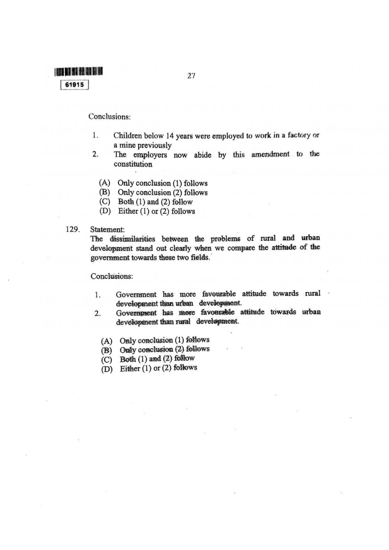 CUSAT CAT 2015 3 YEAR LL.B Question Paper - Page 28