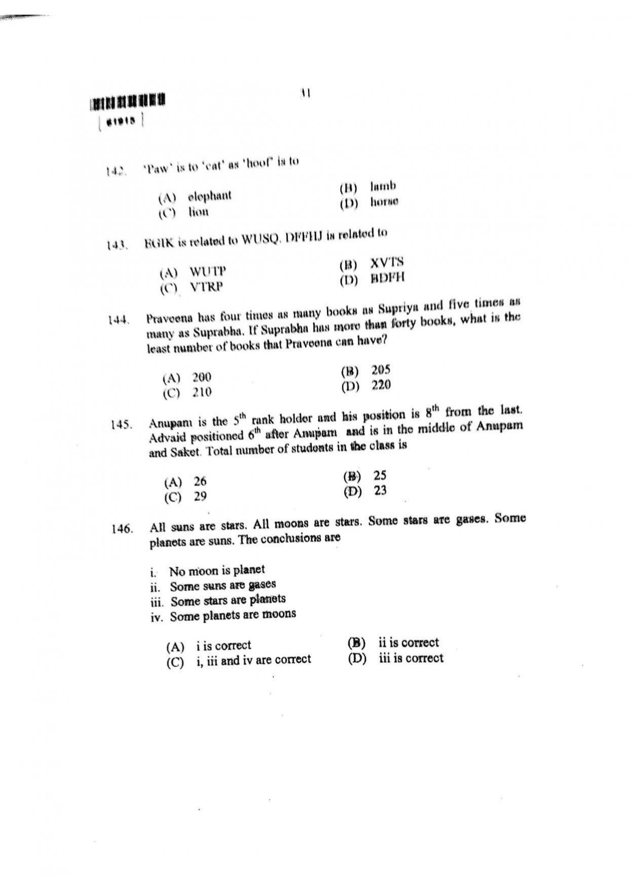 CUSAT CAT 2015 3 YEAR LL.B Question Paper - Page 32