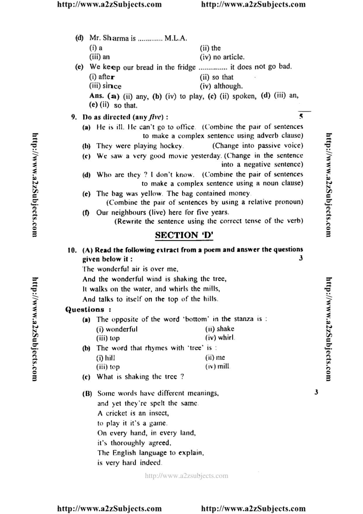 MP Board Class 12 English General 2014 Question Paper - Page 4
