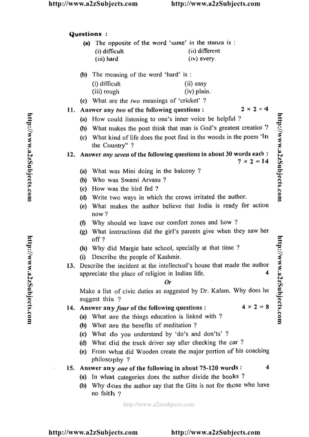 MP Board Class 12 English General 2014 Question Paper - Page 5