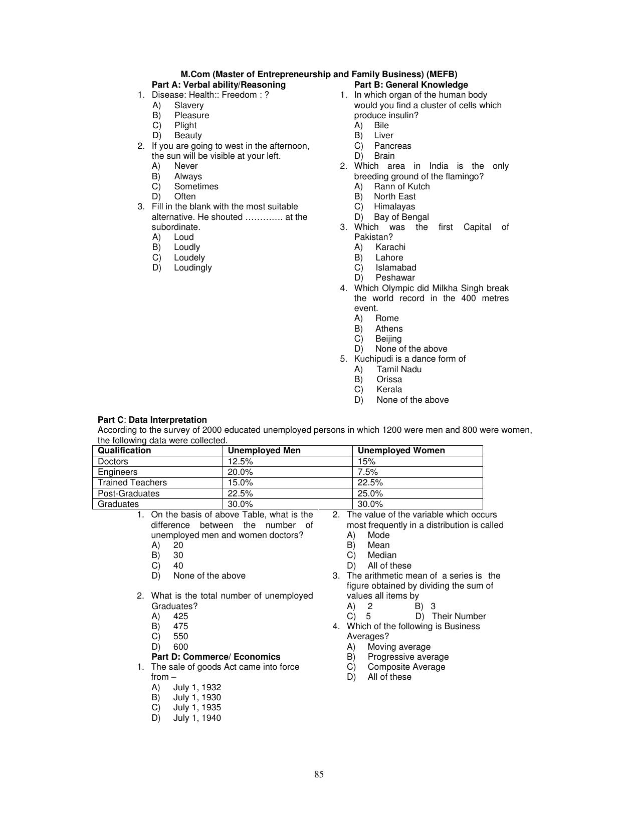 PU CET PG 2025 Sample Paper - Page 16