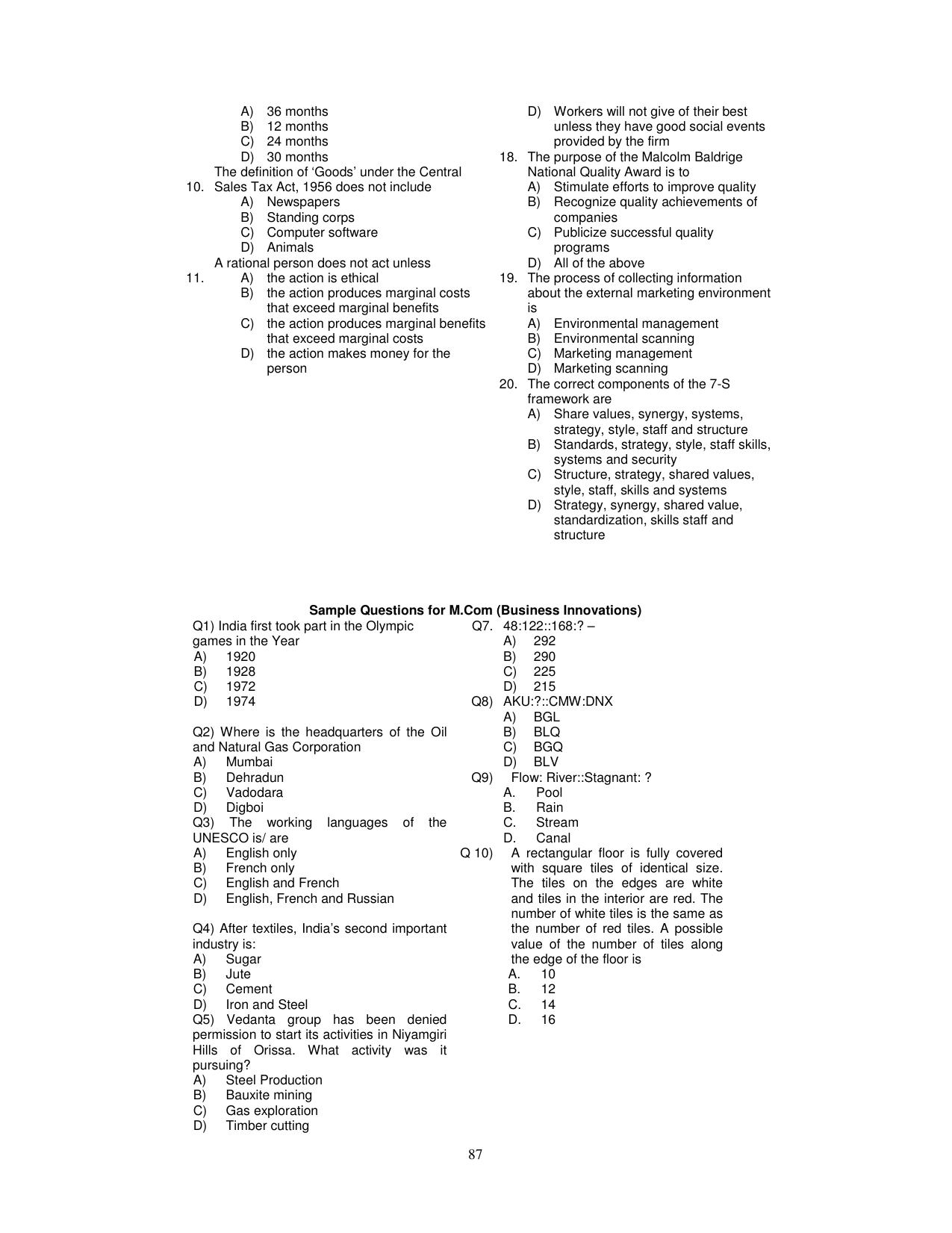 PU CET PG 2025 Sample Paper - Page 18