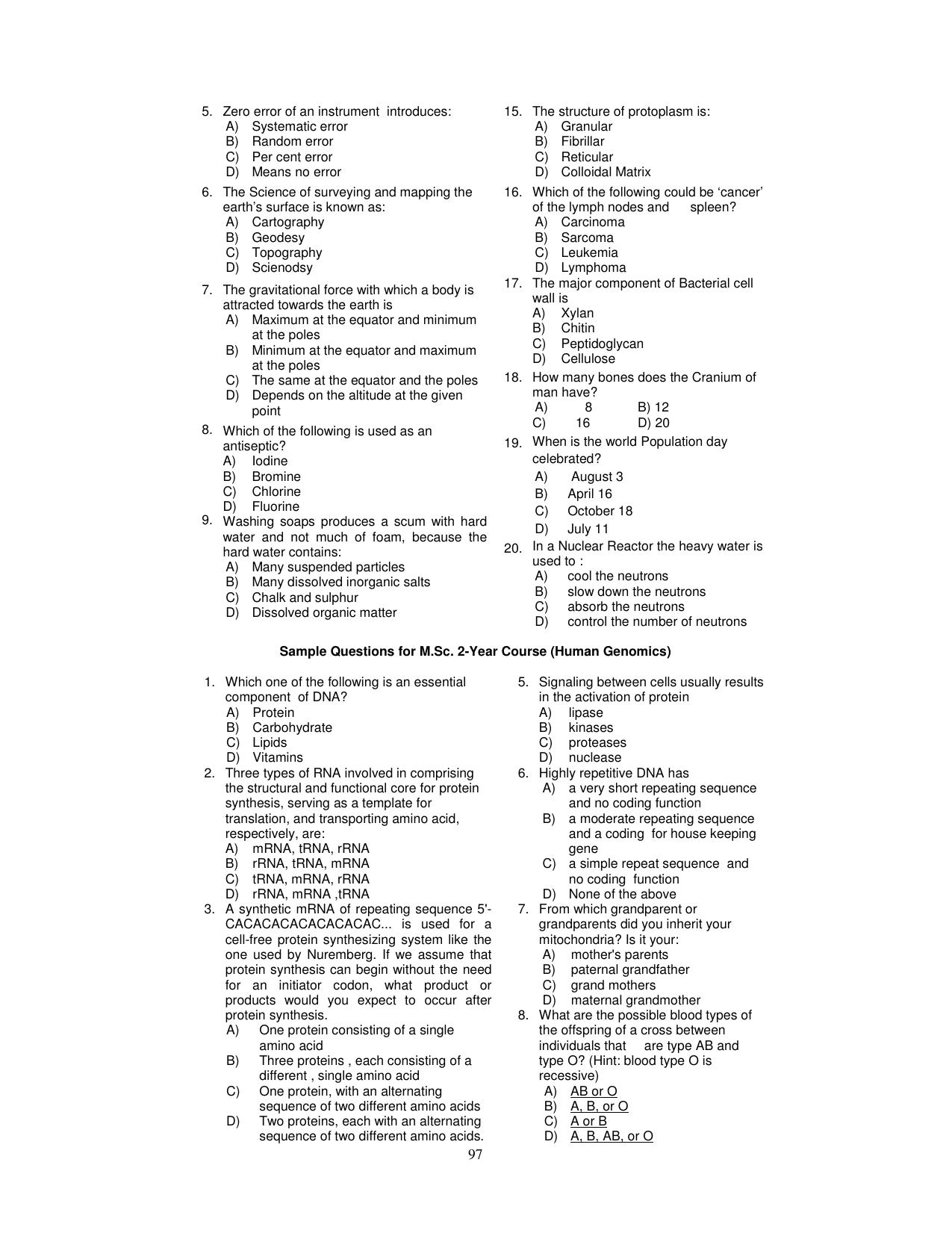 PU CET PG 2025 Sample Paper - Page 28