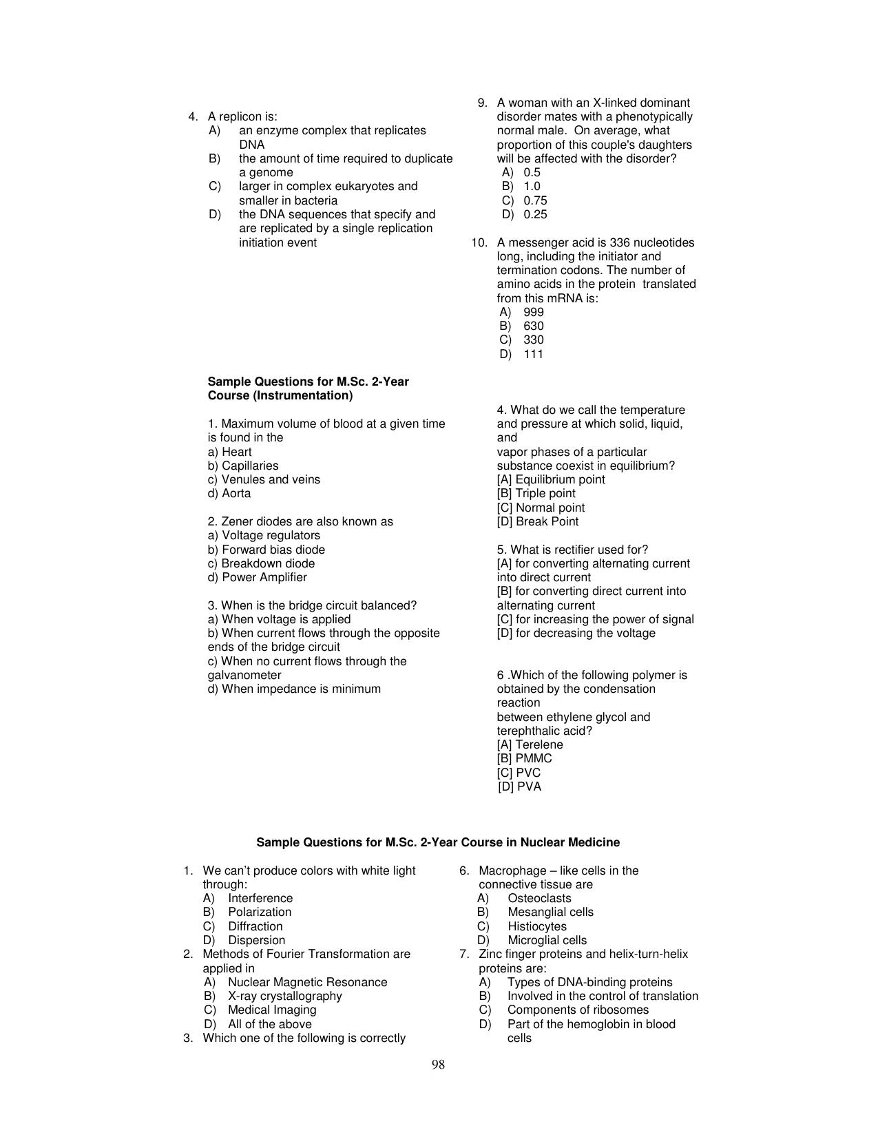 PU CET PG 2025 Sample Paper - Page 29