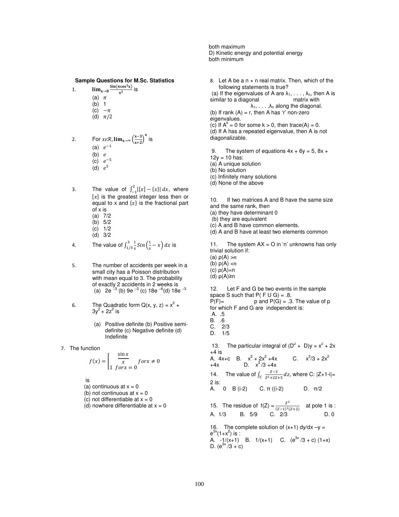 PU CET PG 2025 Sample Paper - Page 31