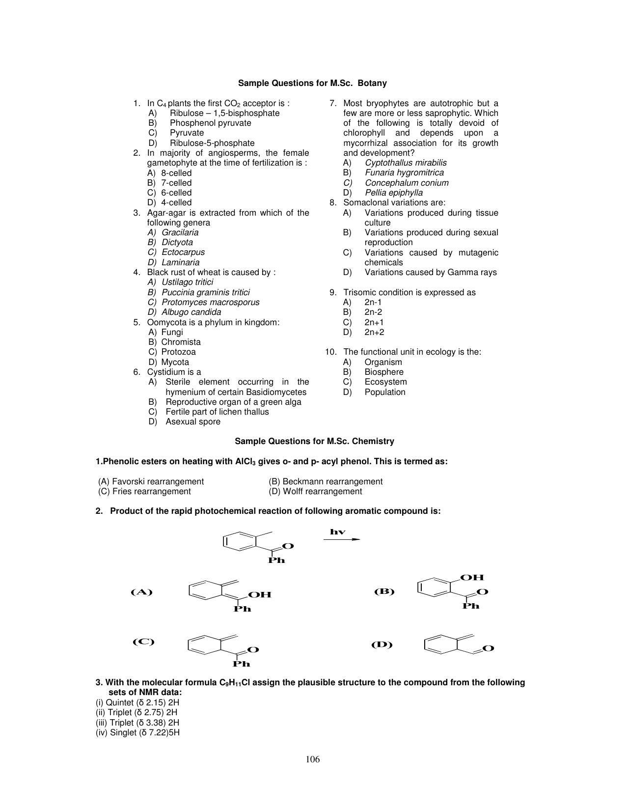 PU CET PG 2025 Sample Paper - Page 37