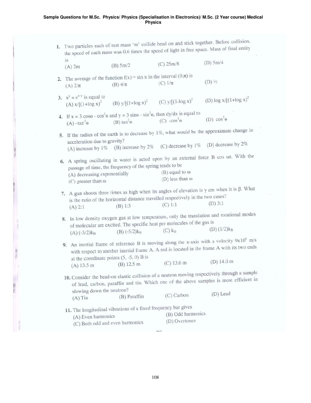 PU CET PG 2025 Sample Paper - Page 39