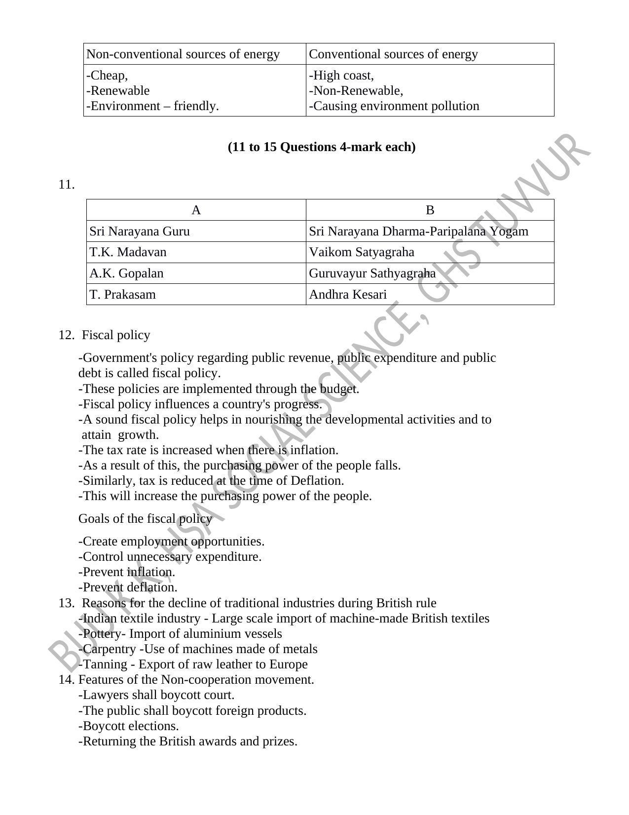 Kerala SSLC 2020 Social Science Answer Key (EM) (Model) - Page 2