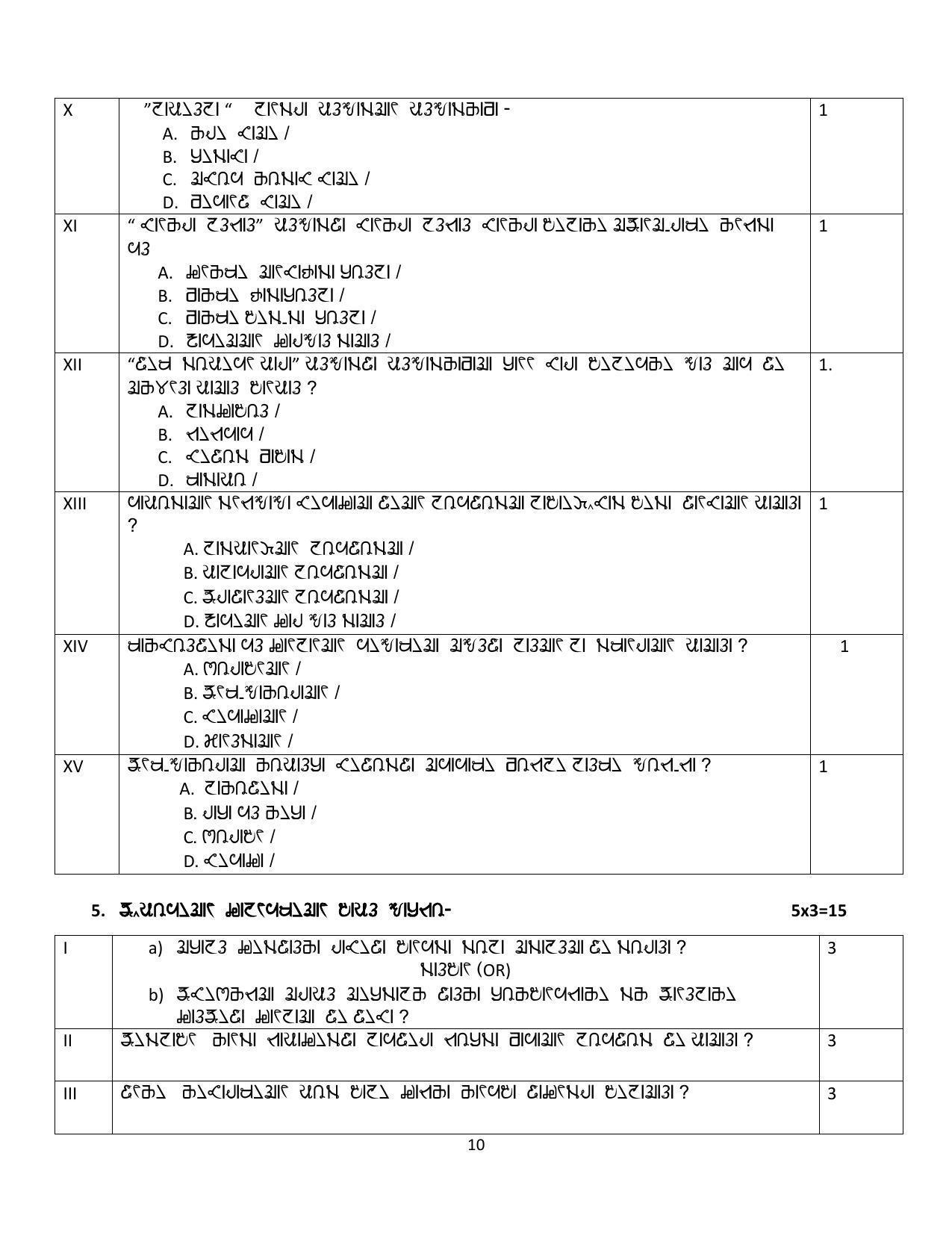 CBSE Class 10 Rai Language Sample Papers 2023 - Page 10
