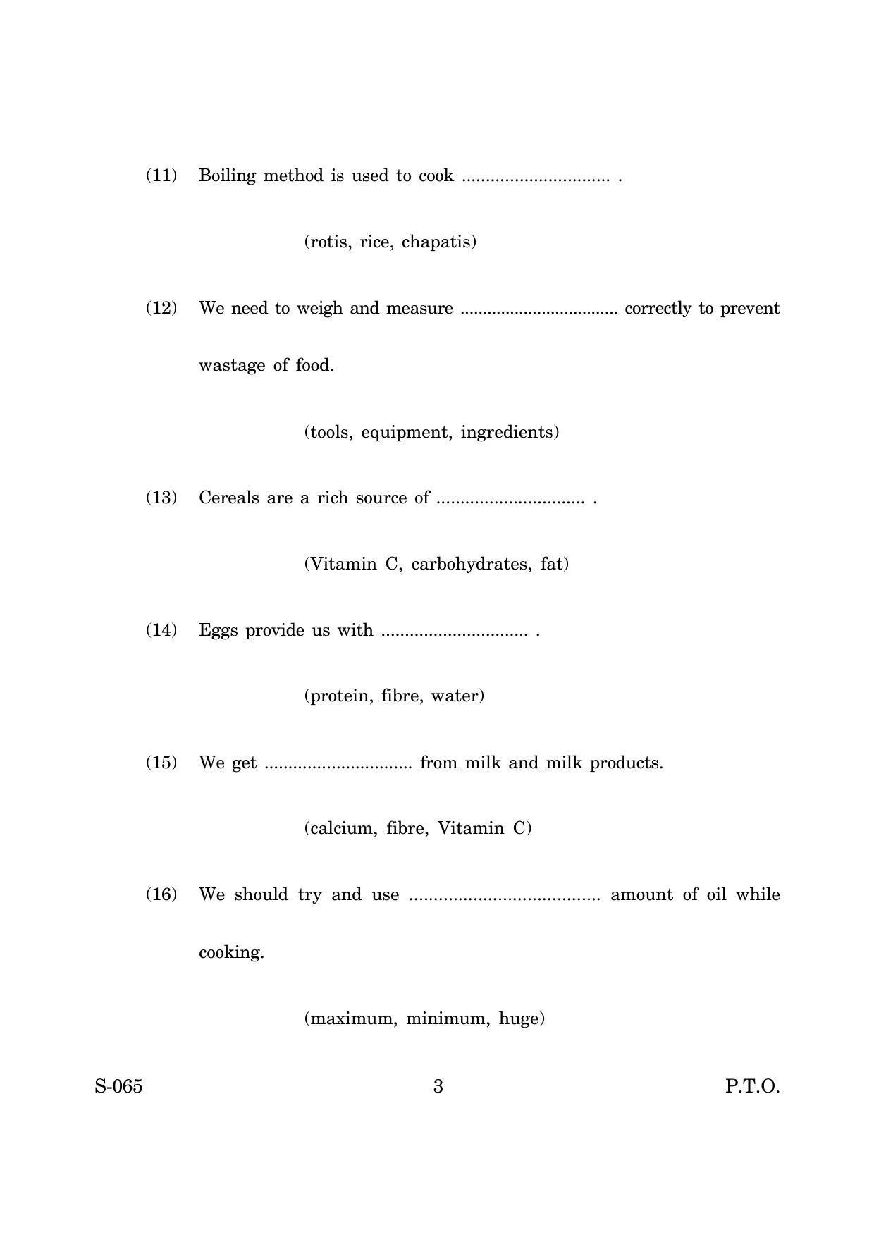 Goa Board Class 10 Basic Cookery Cwsn E English (March 2019) Question Paper - Page 3