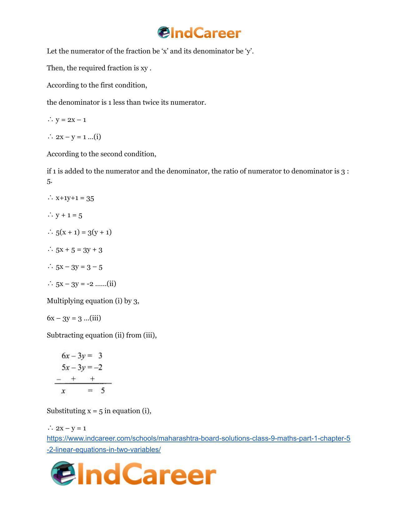Maharashtra Board Solutions Class 9-Maths (Part 1): Chapter 5.2- Linear Equations in Two Variables - Page 4
