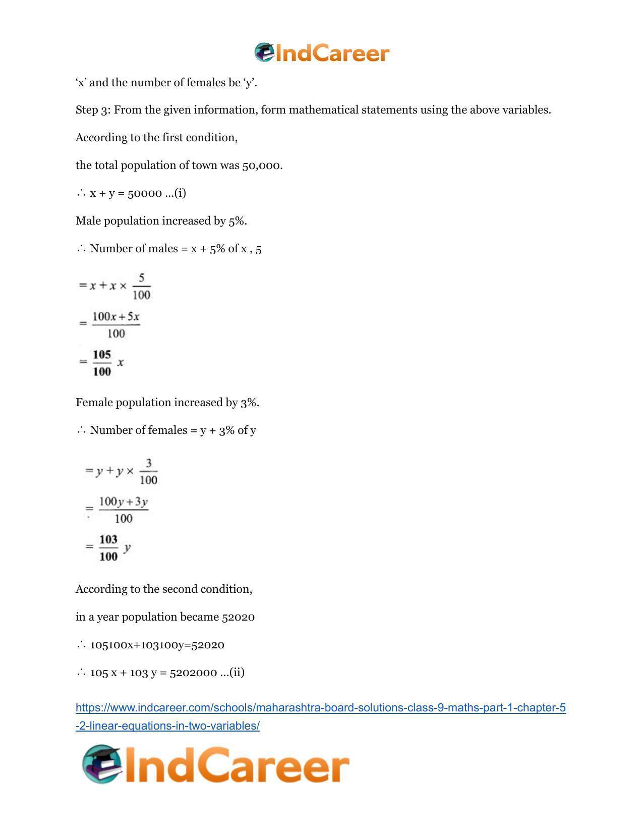 Maharashtra Board Solutions Class 9-Maths (Part 1): Chapter 5.2- Linear Equations in Two Variables - Page 15