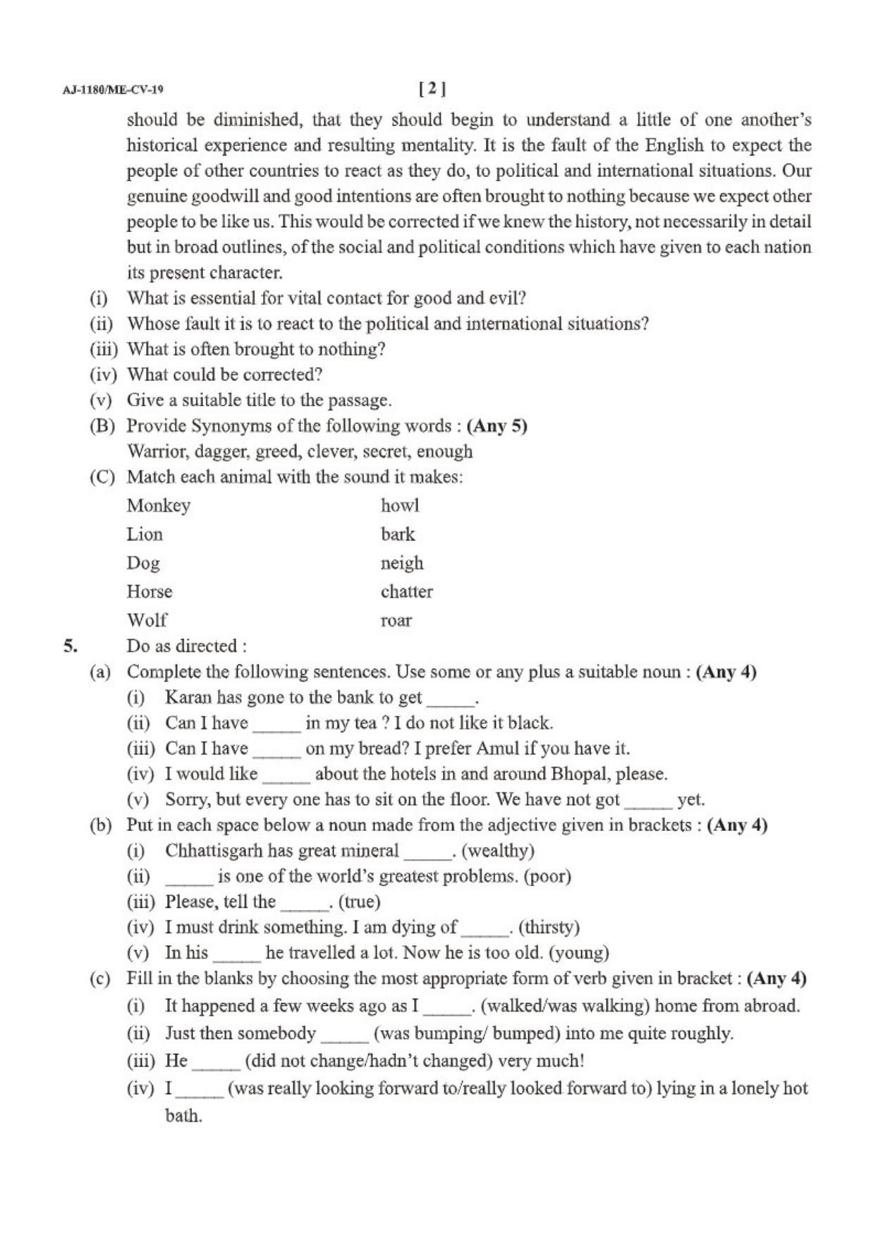 Bilaspur University Question Paper 2021-2022:B. Sc. Part-III (Three)  FC: English Language Paper 1  - Page 2