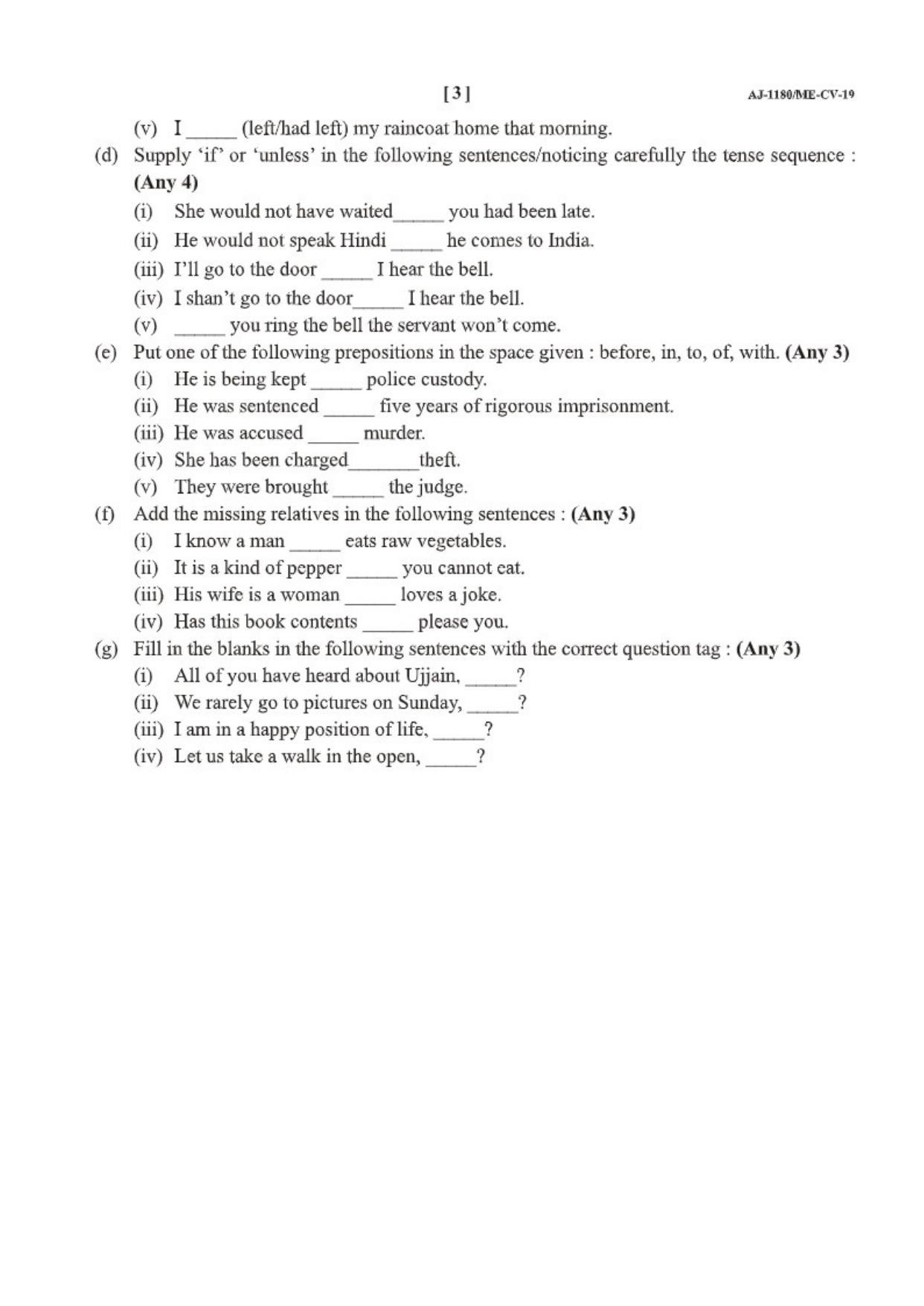 Bilaspur University Question Paper 2021-2022:B. Sc. Part-III (Three)  FC: English Language Paper 1  - Page 3