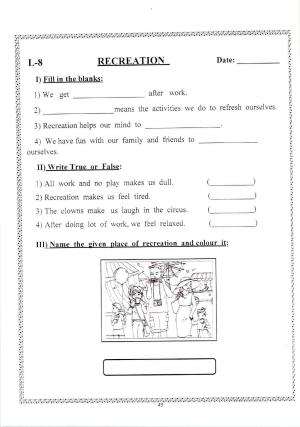 Worksheets for Class 2 EVS Assignment 64 Recreation