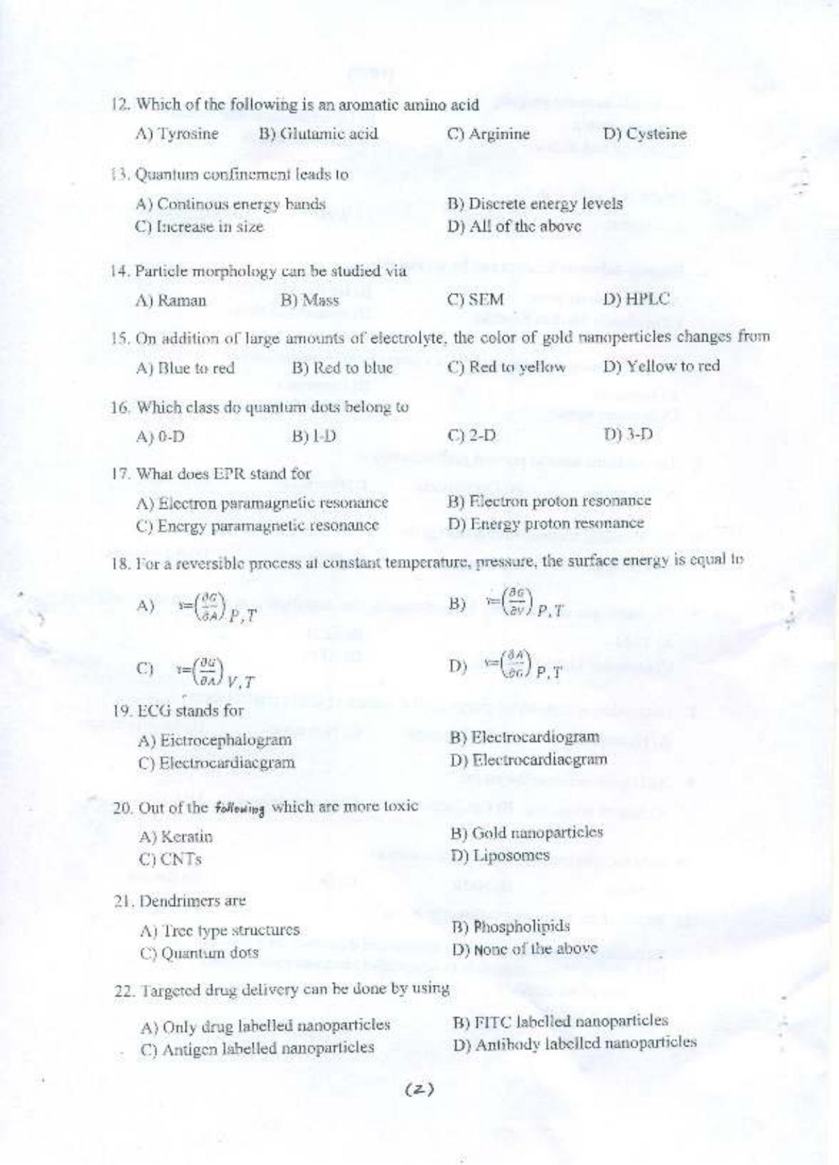 PU MPET Nano Science and Nano Technology 2015 Question Paper - Page 3