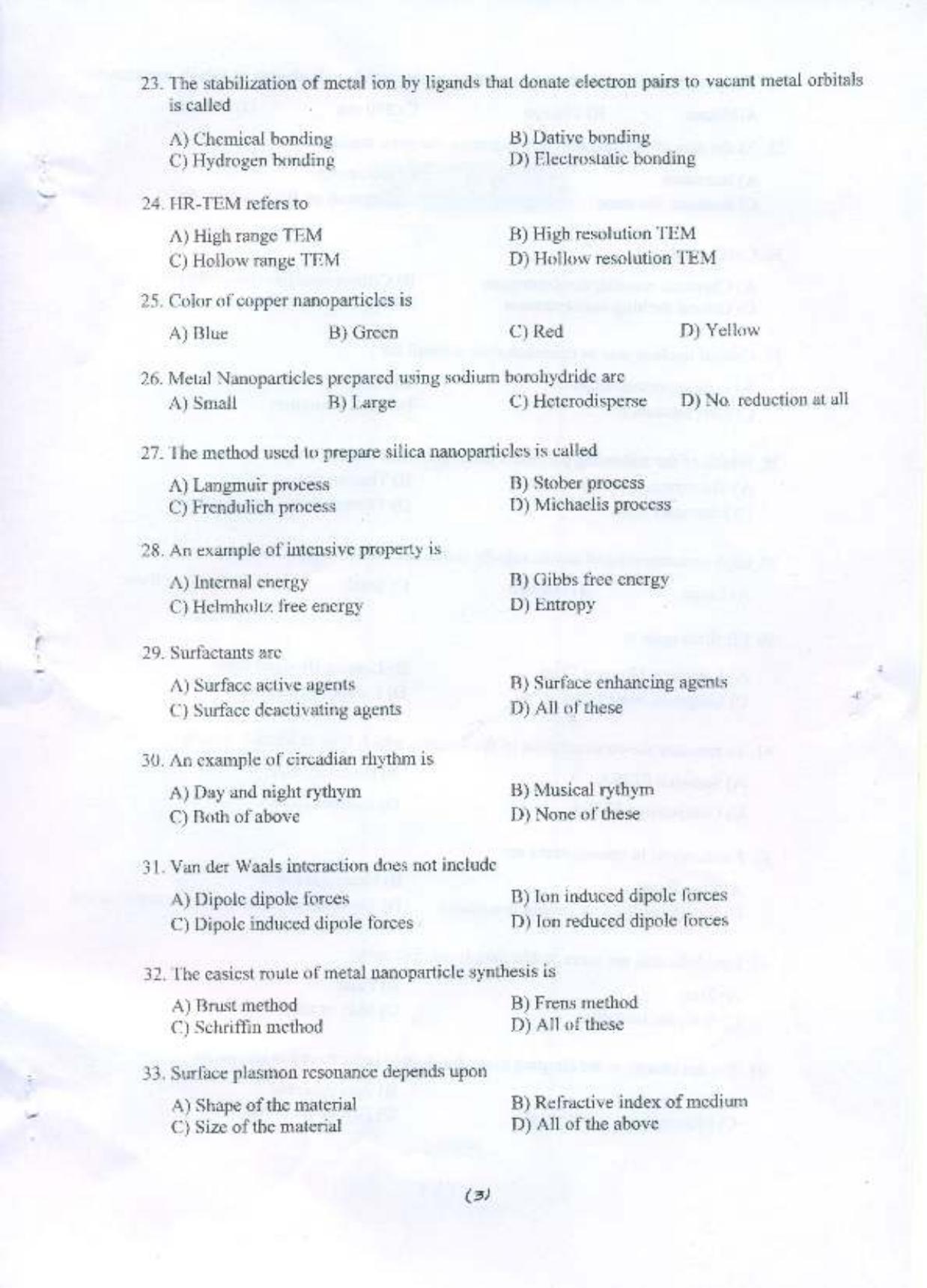 PU MPET Nano Science and Nano Technology 2015 Question Paper - Page 4