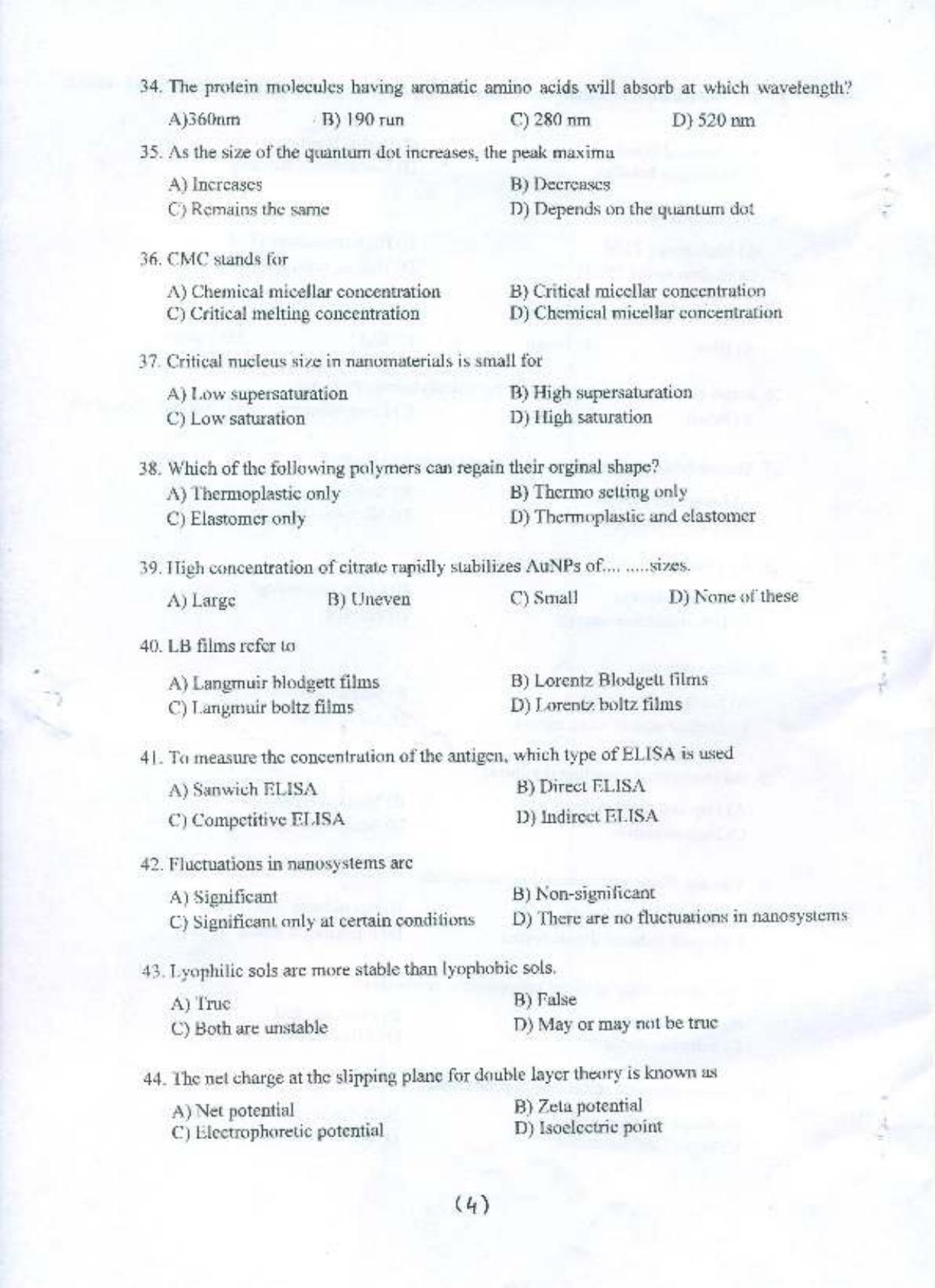 PU MPET Nano Science and Nano Technology 2015 Question Paper - Page 5