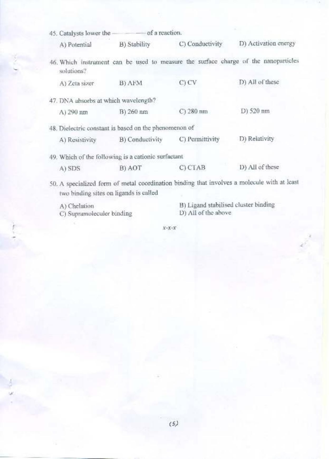 PU MPET Nano Science and Nano Technology 2015 Question Paper - Page 6