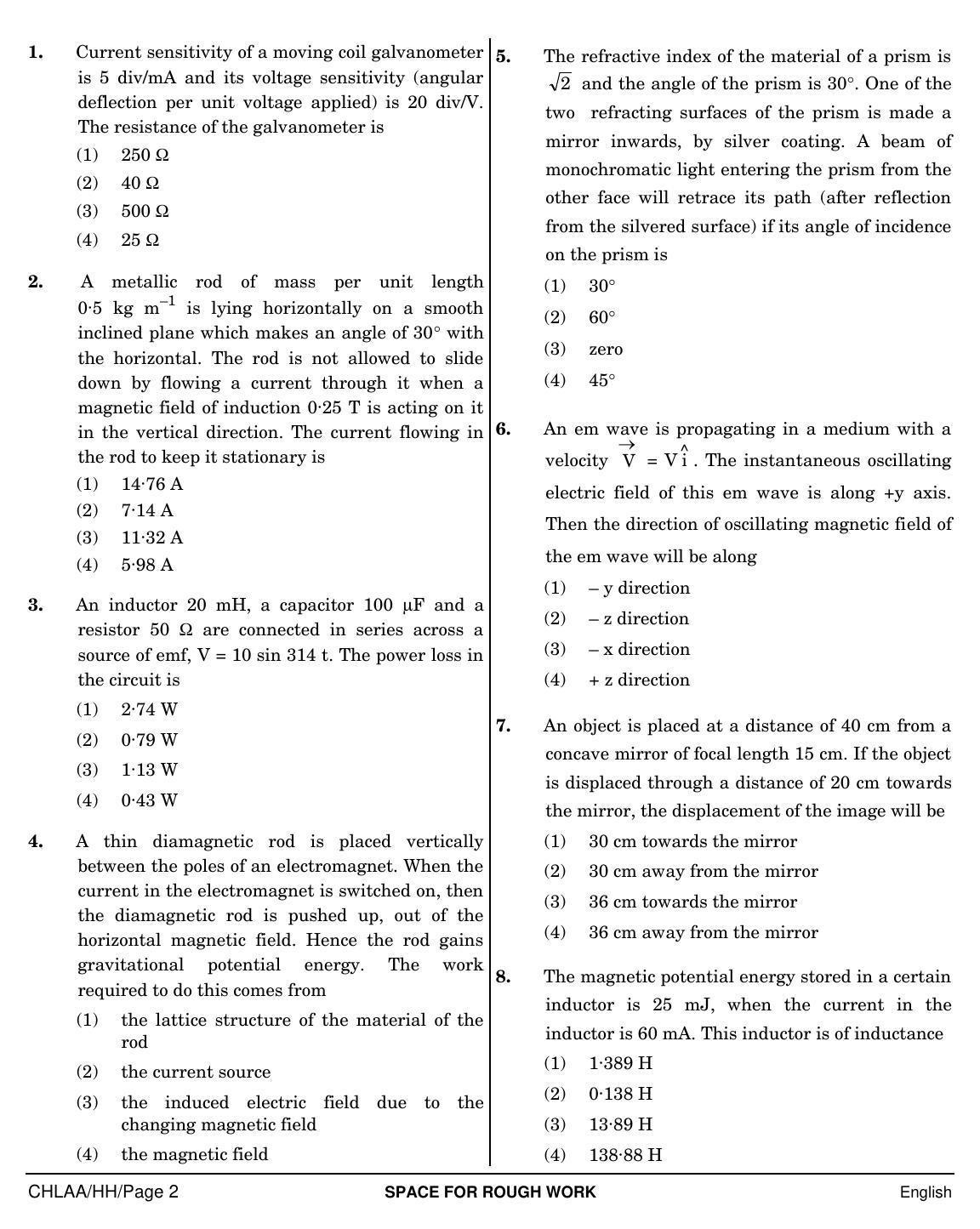 NEET English HH 2019 Question Paper - Page 2