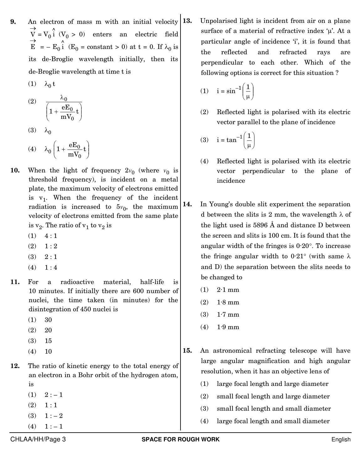 NEET English HH 2019 Question Paper - Page 3