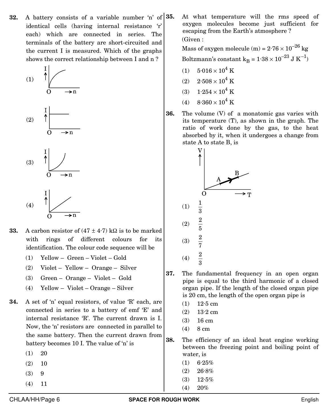 NEET English HH 2019 Question Paper - Page 6