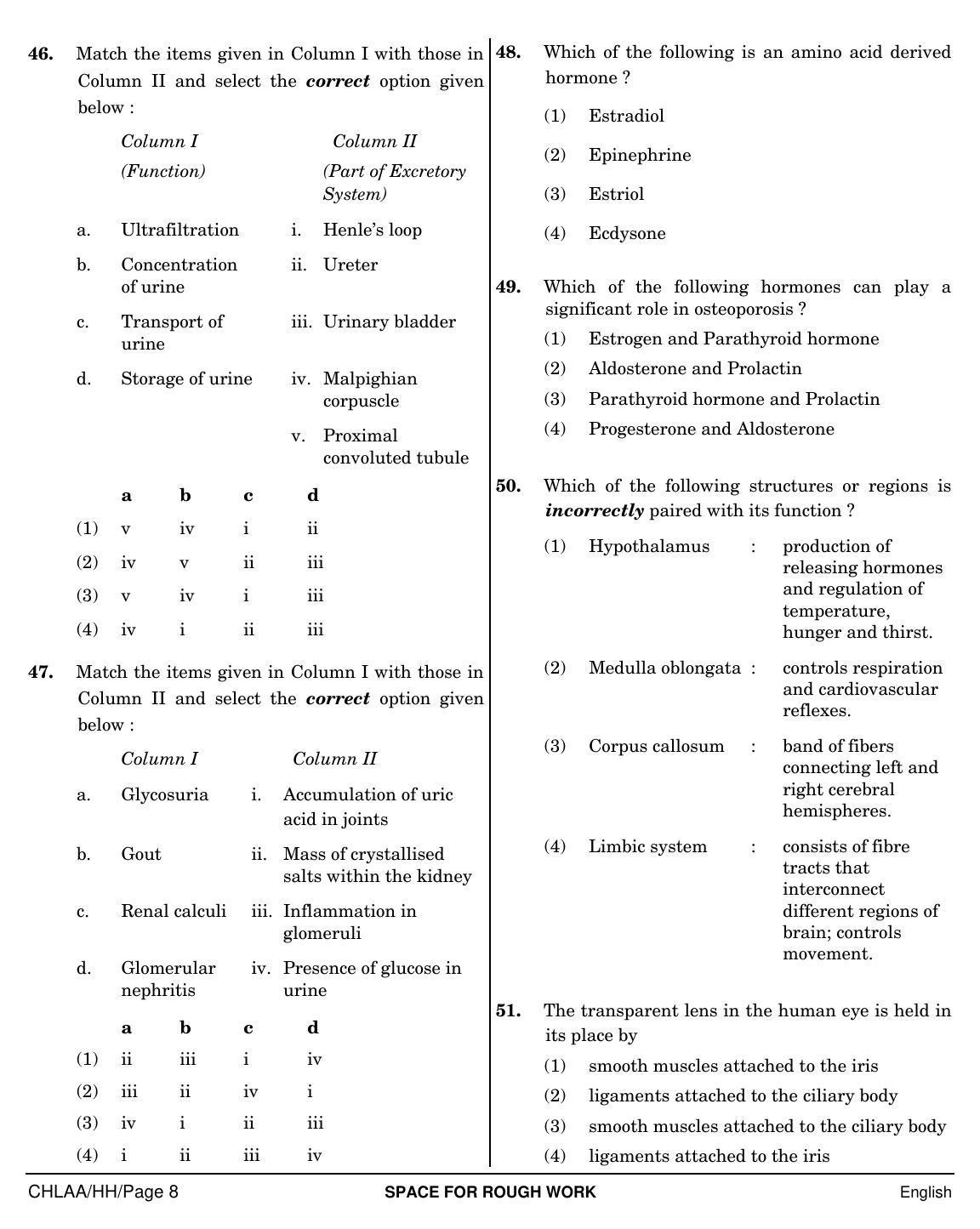 NEET English HH 2019 Question Paper - Page 8
