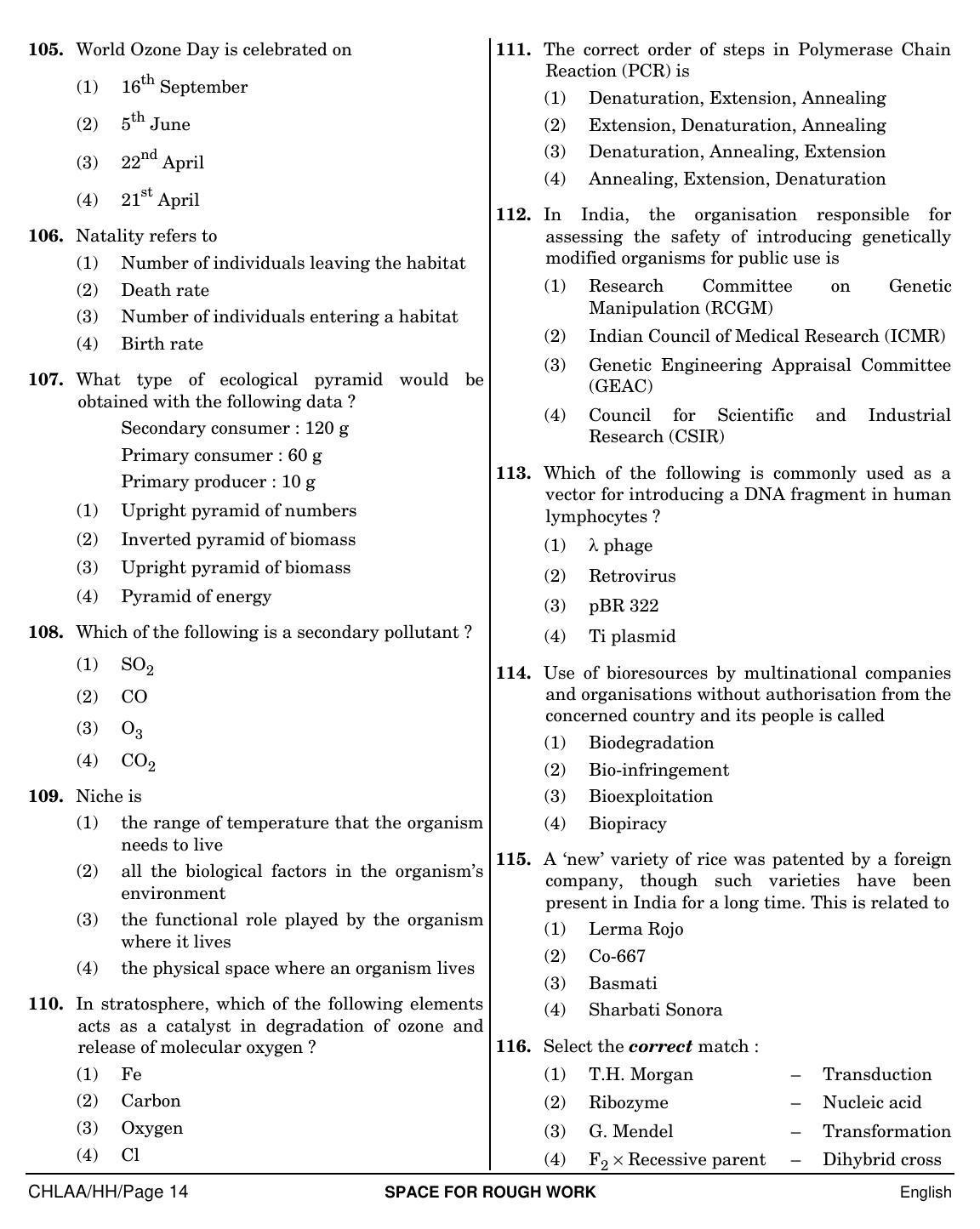 NEET English HH 2019 Question Paper - Page 14